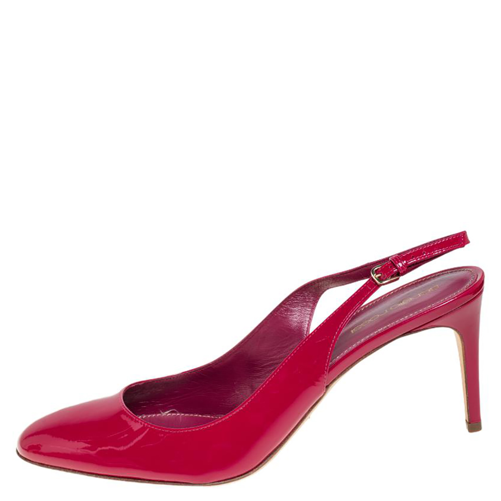 

Sergio Rossi Pink Patent Leather Slingback Sandals Size