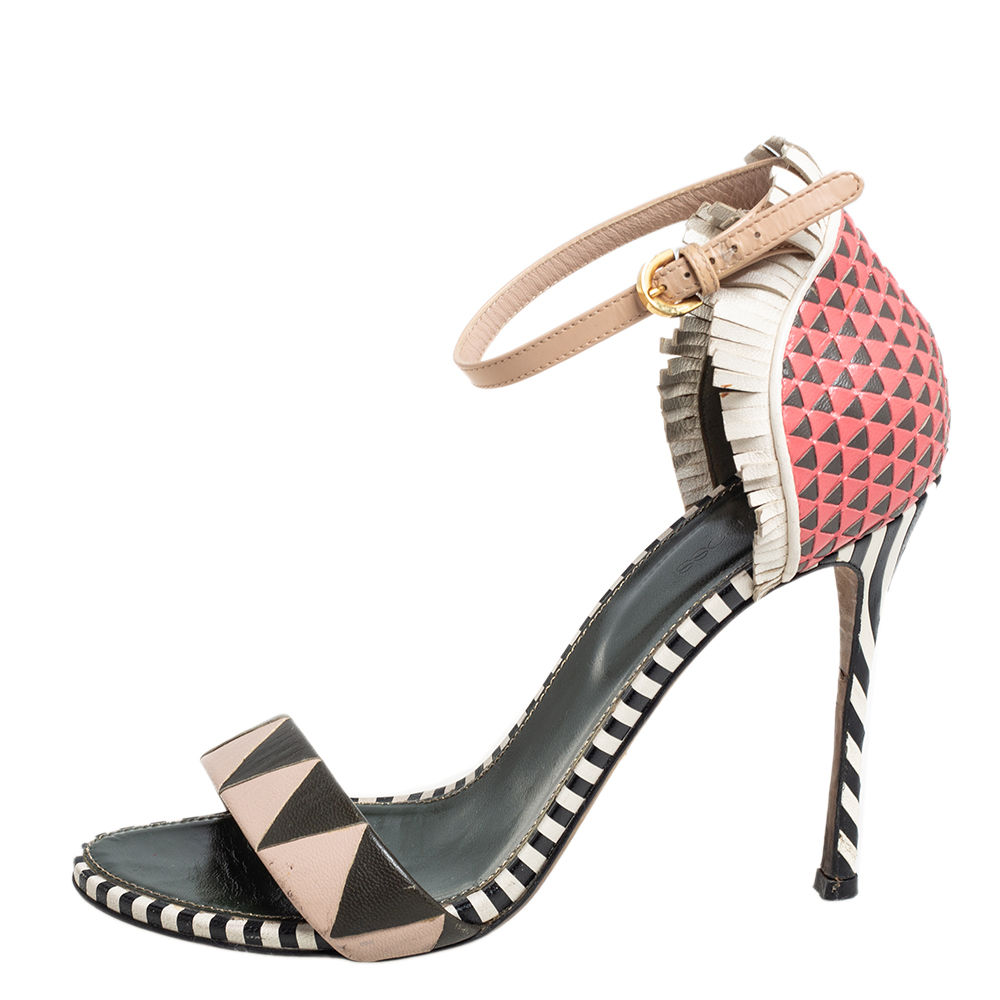 

Sergio Rossi Multicolor Leather Ankle Strap Sandals Size