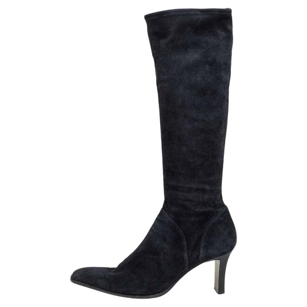 

Sergio Rossi Black Suede Knee Length Boots Size