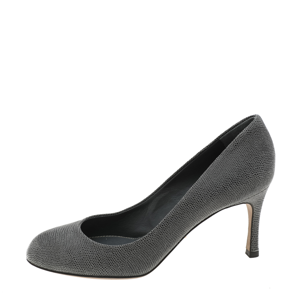 

Sergio Rossi Grey Textured Suede Pumps Size