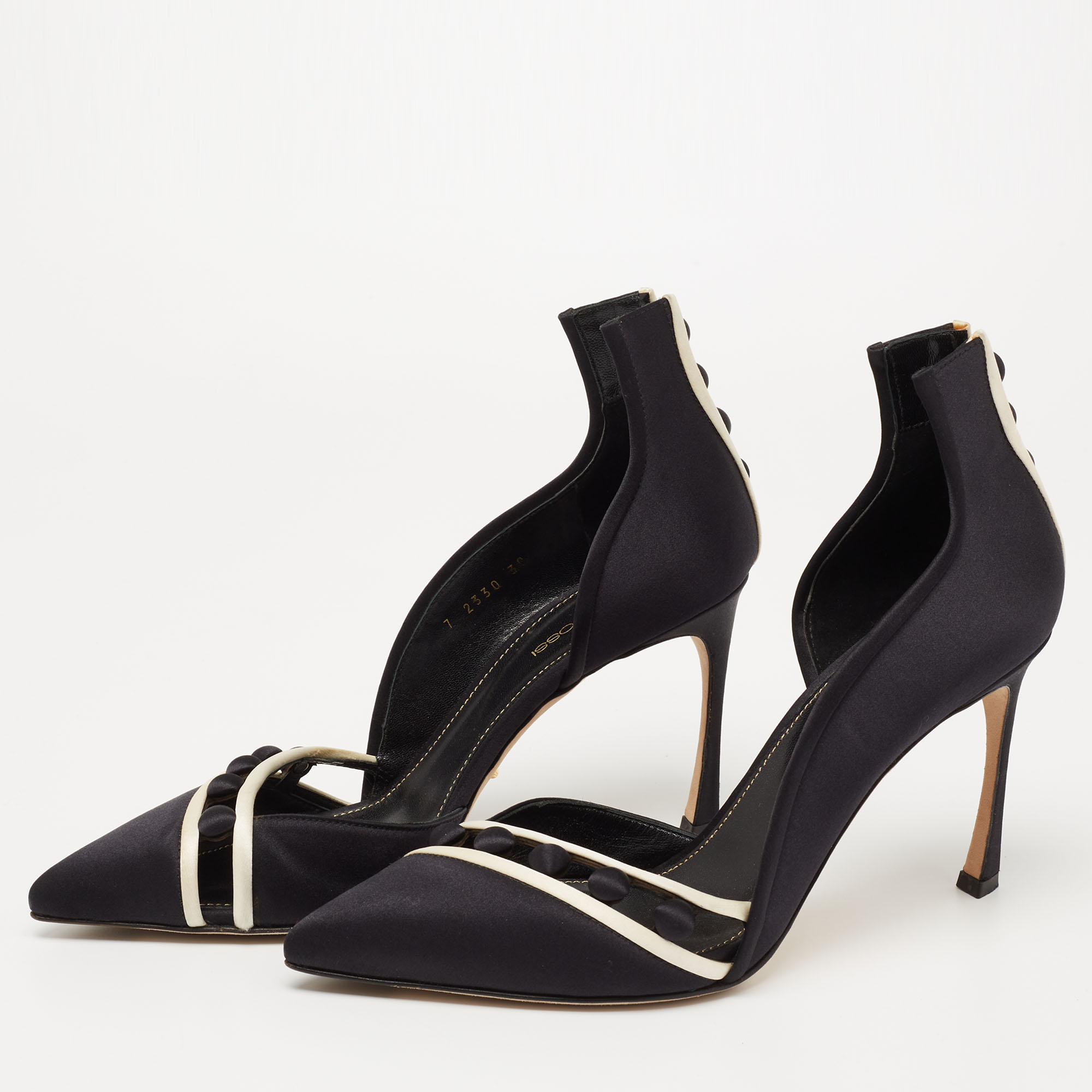 

Sergio Rossi Black Satin D'orsay Pointed Toe Pumps Size