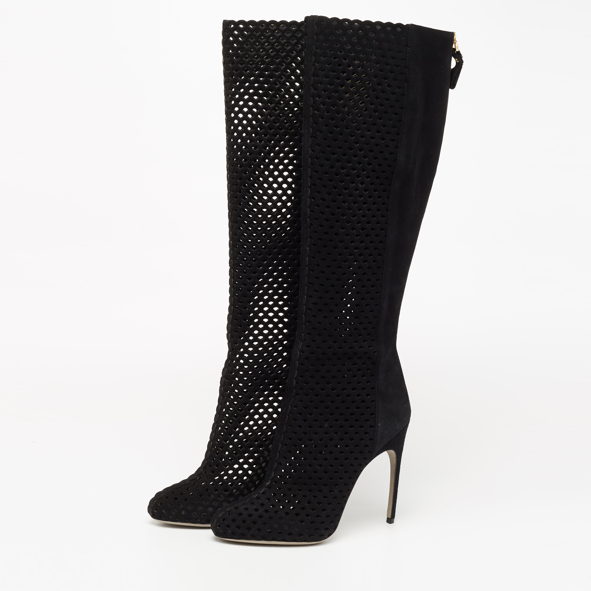 

Sergio Rossi Black Suede Cutout Knee Length Boots Size