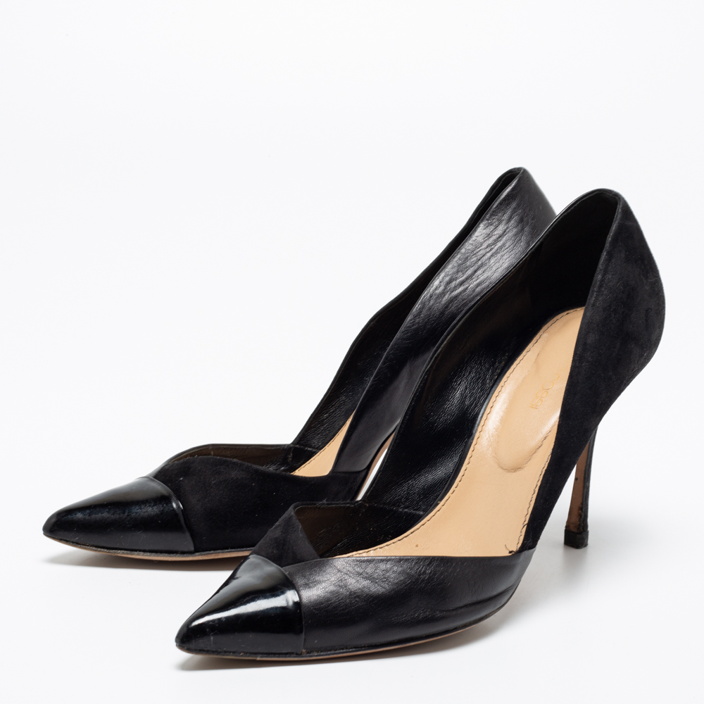

Sergio Rossi Black Suede And Leather Pointed Toe Pumps Size