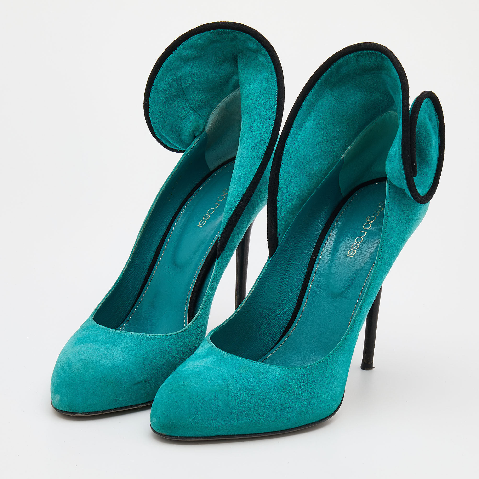 

Sergio Rossi Turquoise Suede Swirl Detail Pumps Size, Green