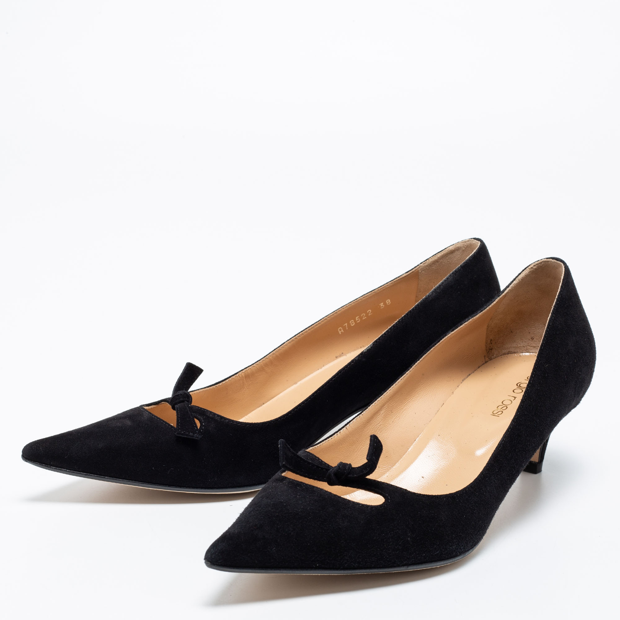 

Sergio Rossi Black Suede Knotted Bow Isobel Pumps Size