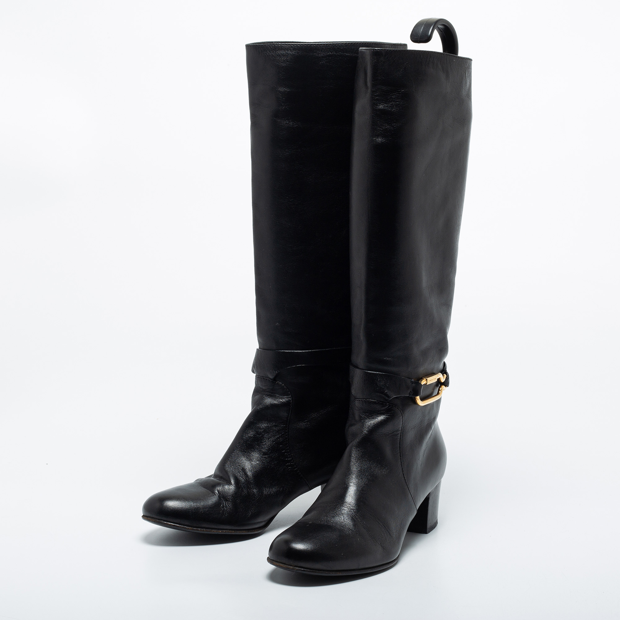 

Sergio Rossi Black Leather Mid Calf Boots Size