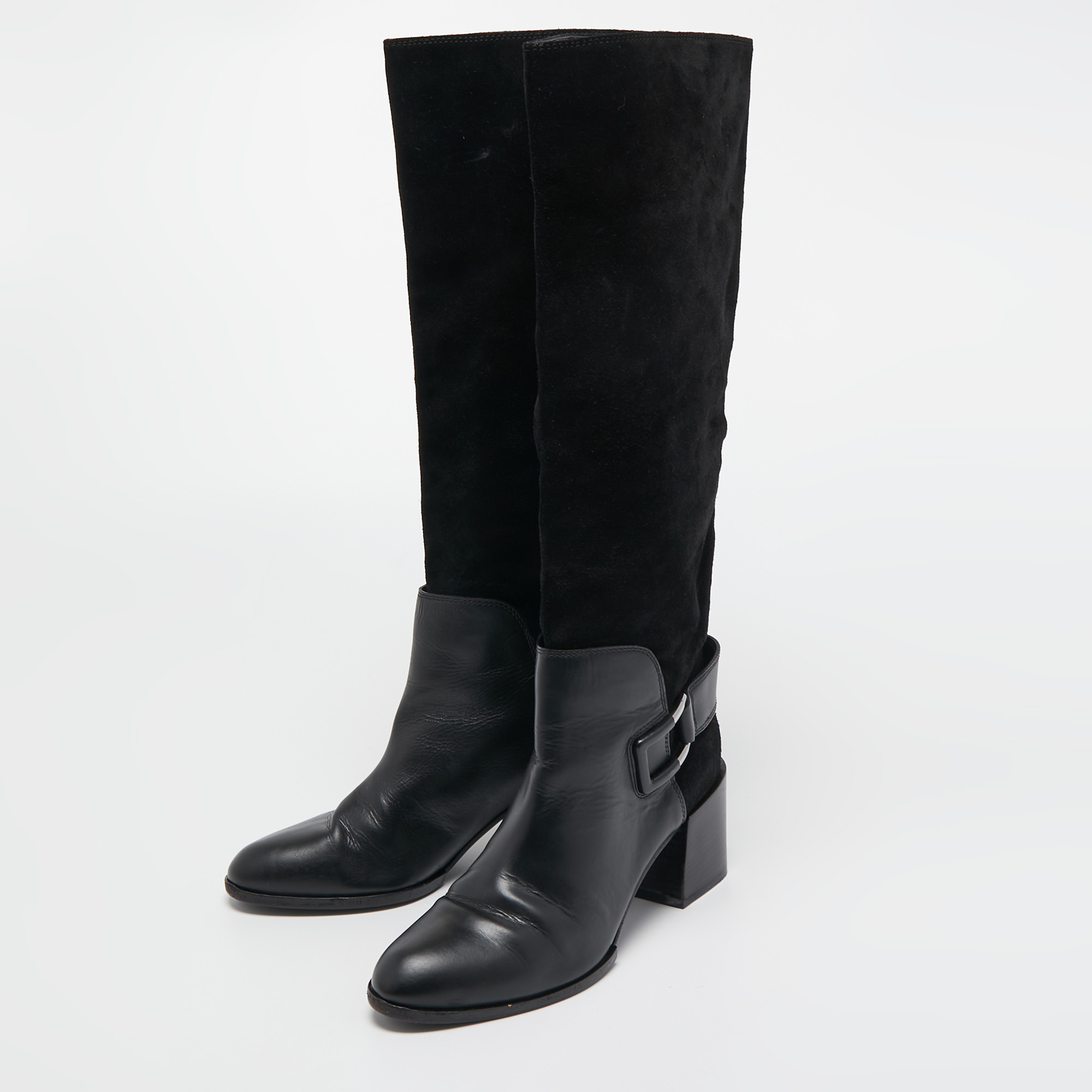 

Sergio Rossi Black Leather and Suede Mild Calf Boots Size