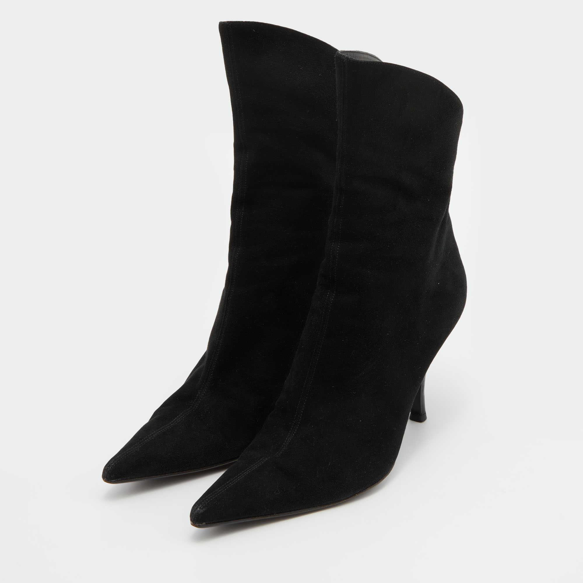 

Sergio Rossi Black Suede Pointed Toe Ankle Length Boots Size