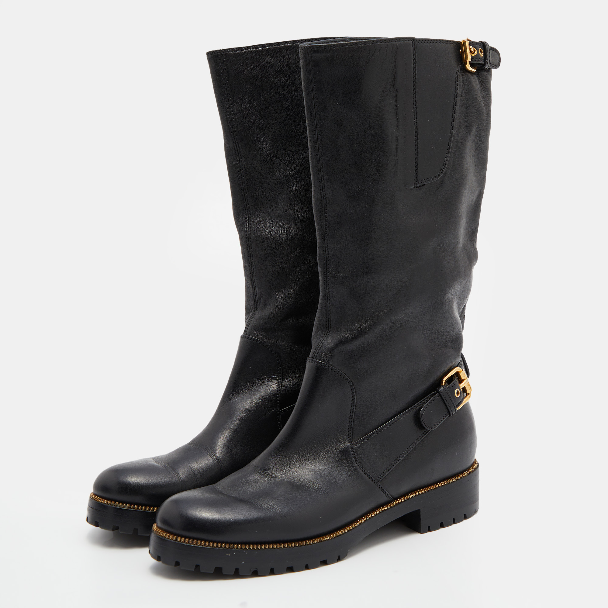 

Sergio Rossi Black Leather Buckle Ankle Length Boots Size