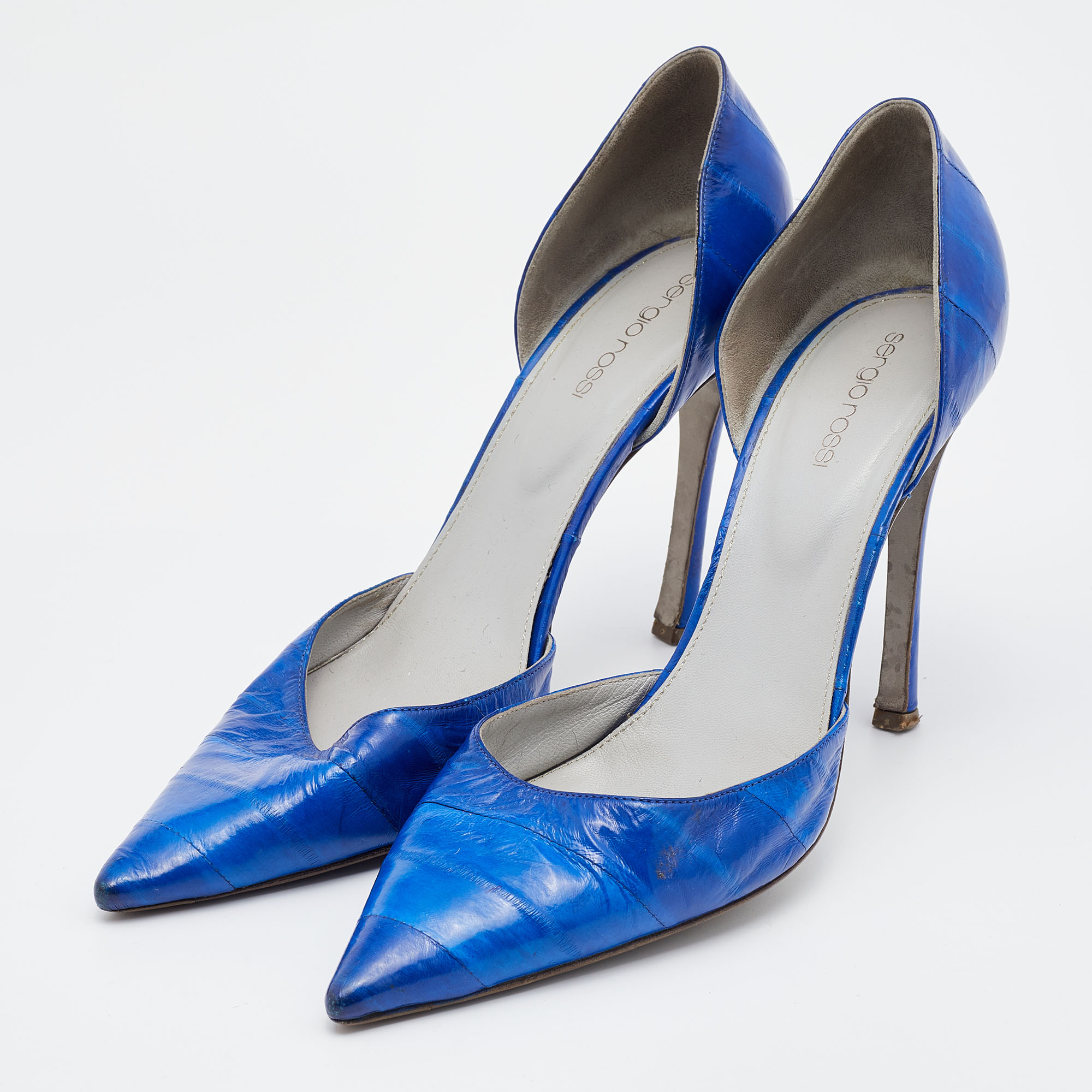 

Sergio Rossi Blue Eel Leather D'orsay Pumps Size