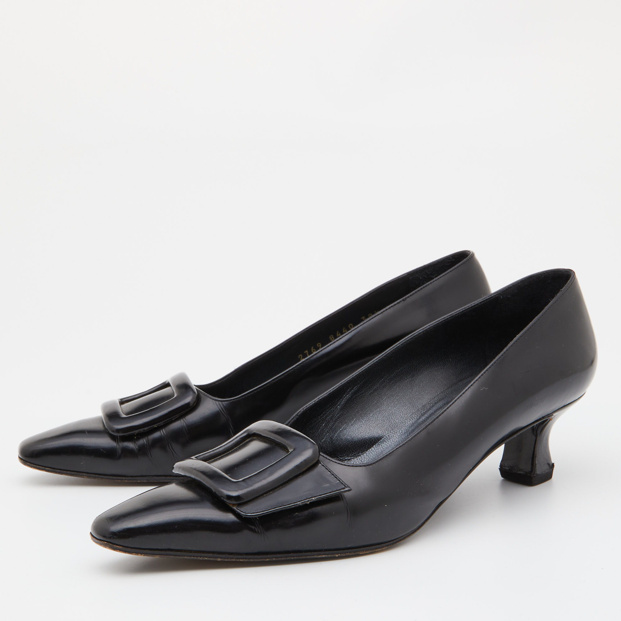 

Sergio Rossi Black Leather Buckle Pumps Size