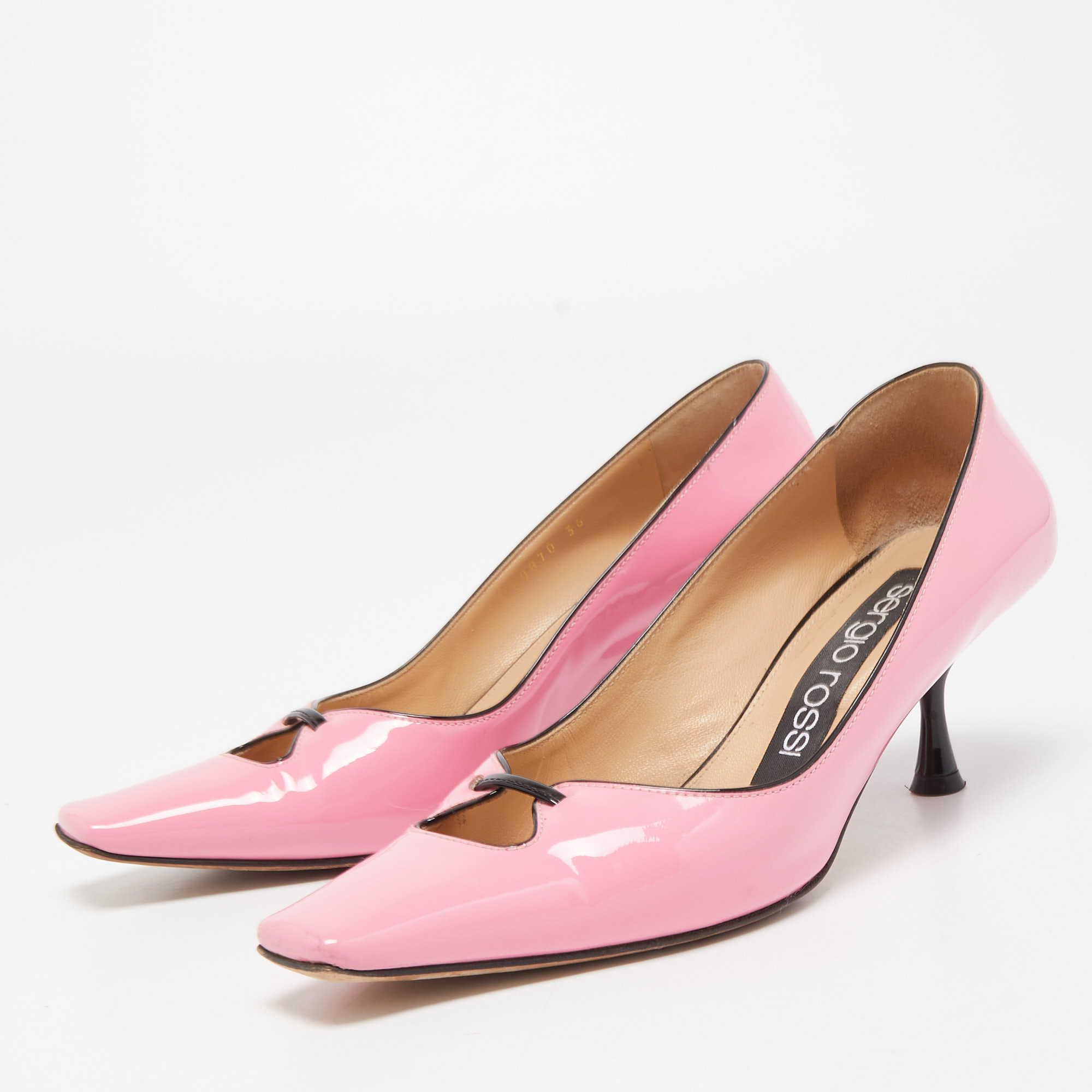 

Sergio Rossi Pink Patent Leather Square Toe Pumps Size
