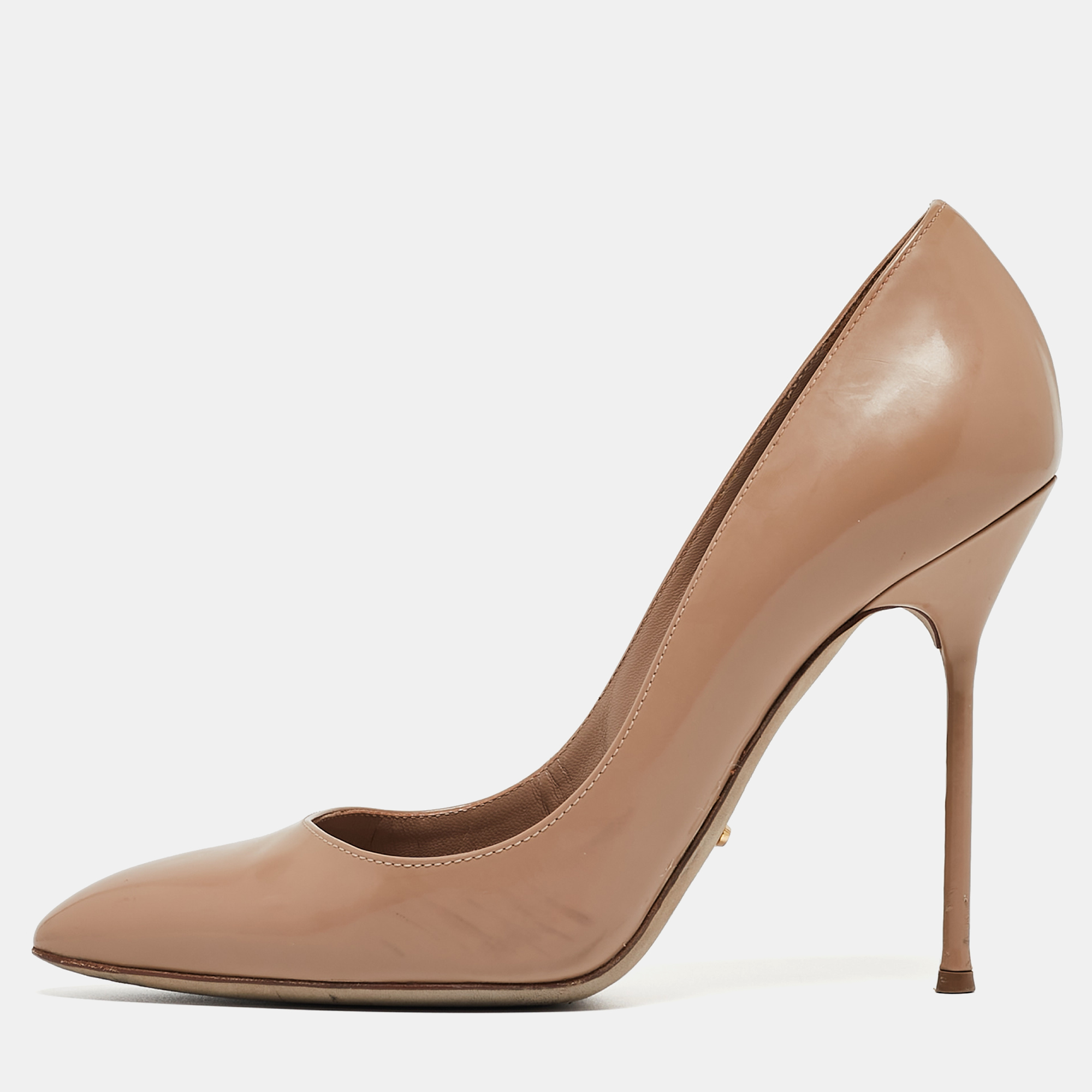 

Sergio Rossi Beige Patent Leather Pointed Toe Pumps Size