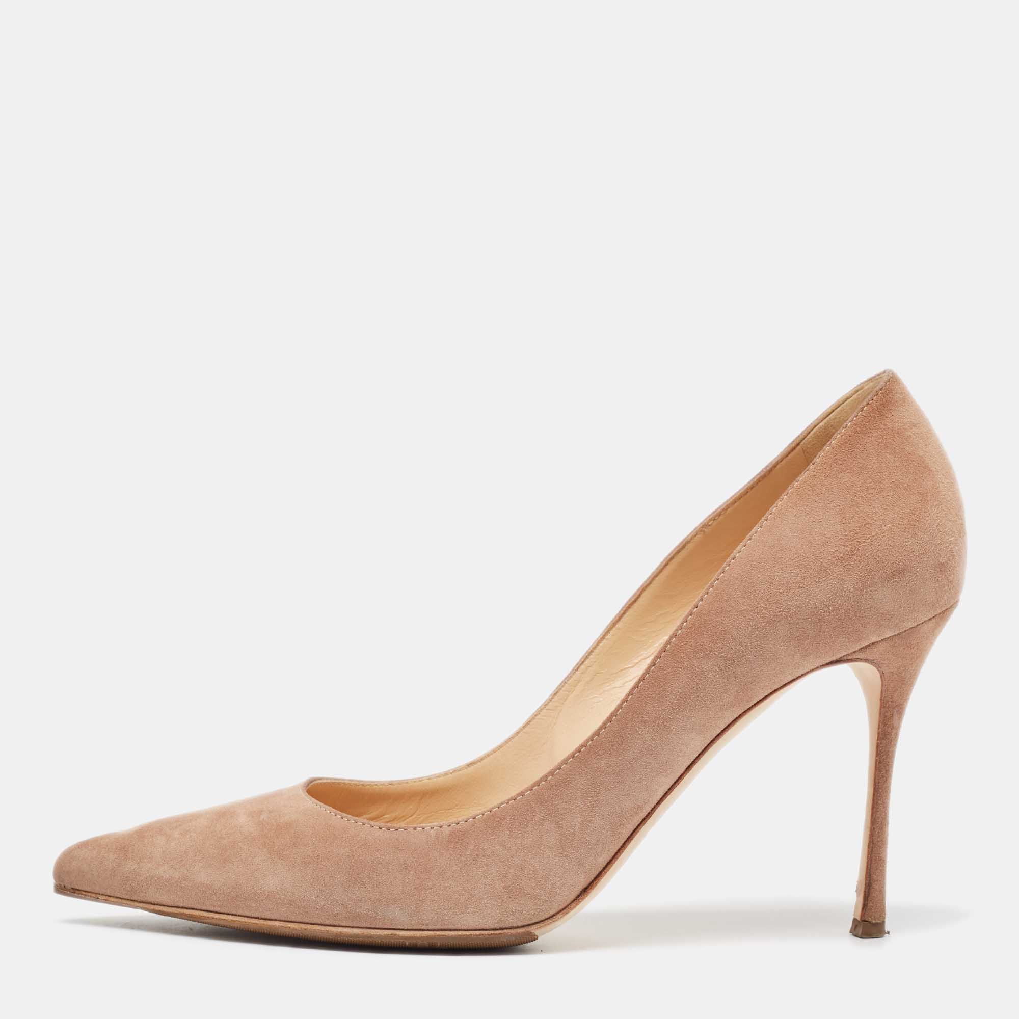 

Sergio Rossi Beige Suede Pointed Toe Pumps Size, Brown