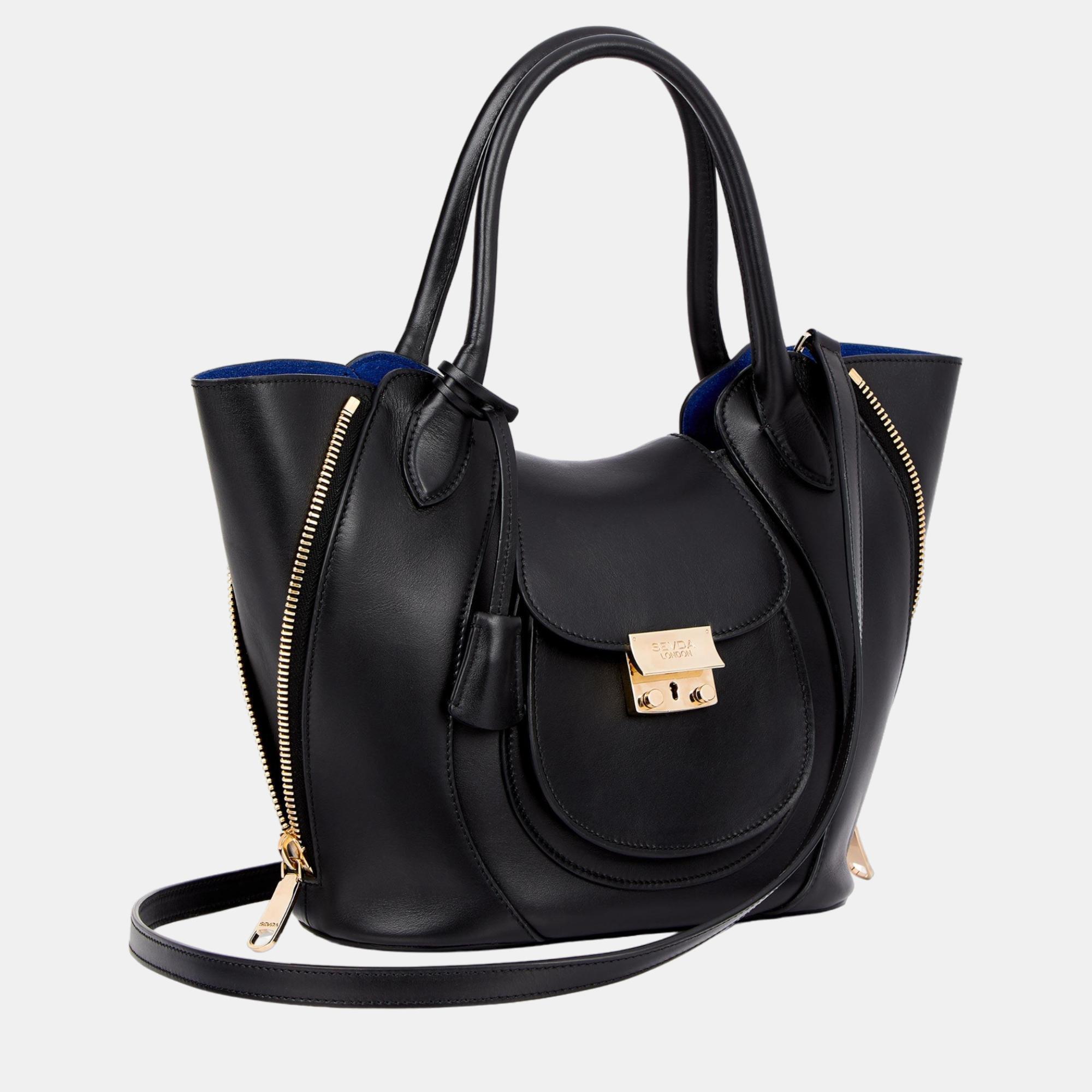 

Sevda London Tulip Black Top Handle Bag