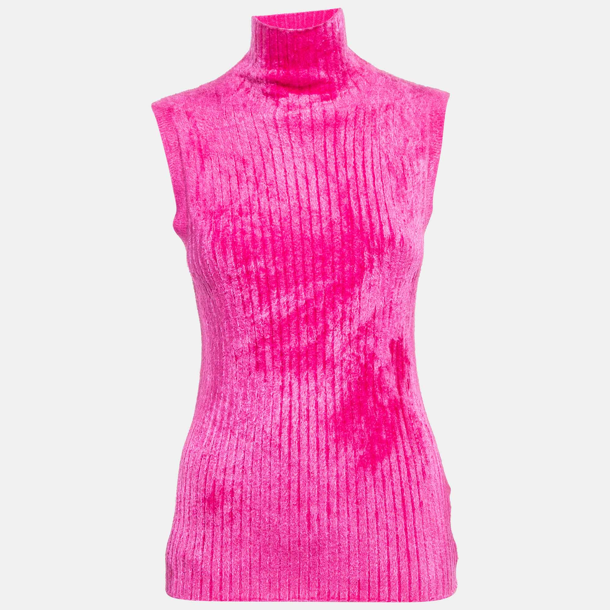 

Sies Marjan Fuchsia Pink Rib Knit Turtle Neck Top M