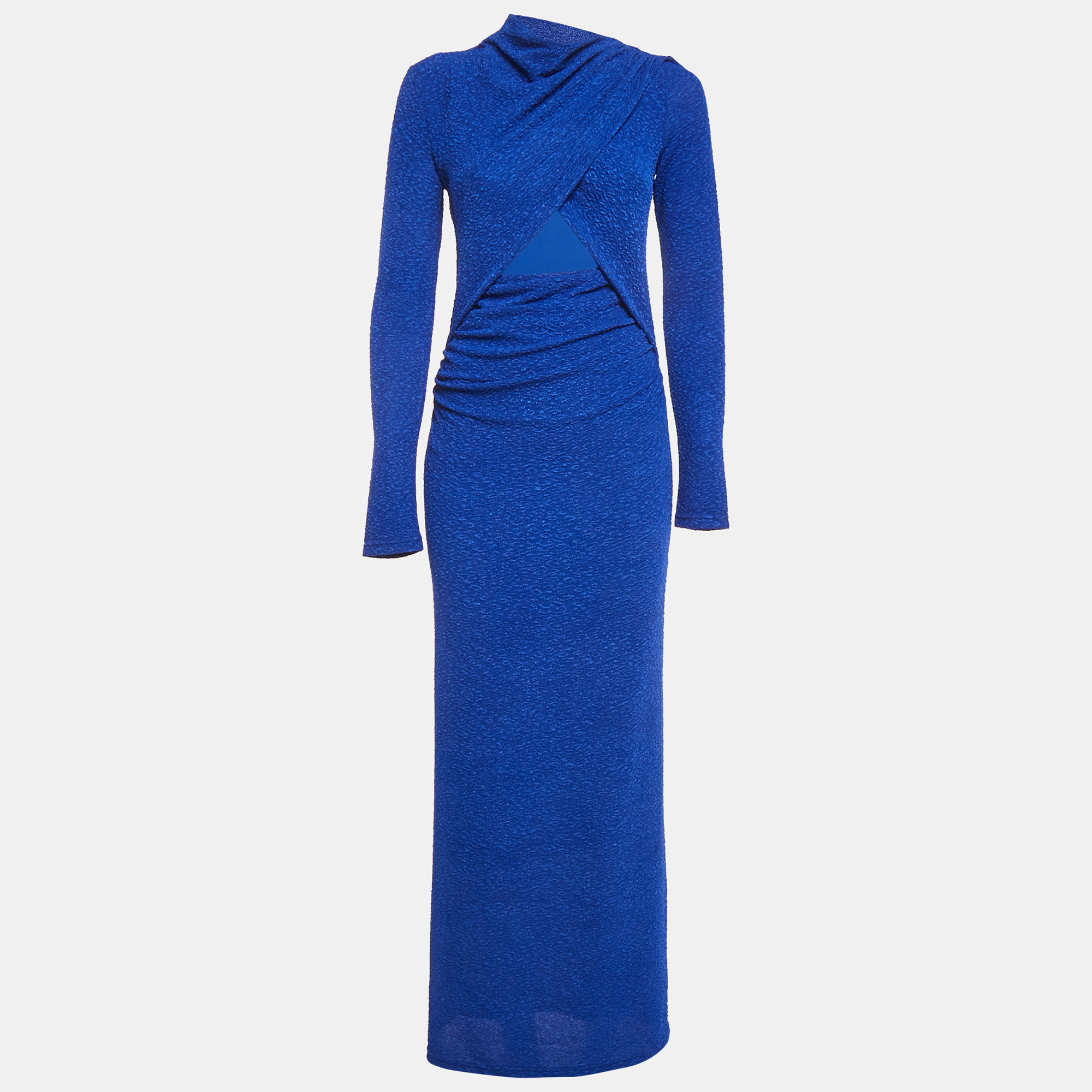 

Significant Other Blue Textured Jersey Anya Cut-Out Maxi Dress M