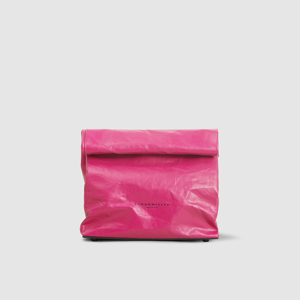 

Simon Miller Pink/Black Leather Small Lunch Bag Clutch
