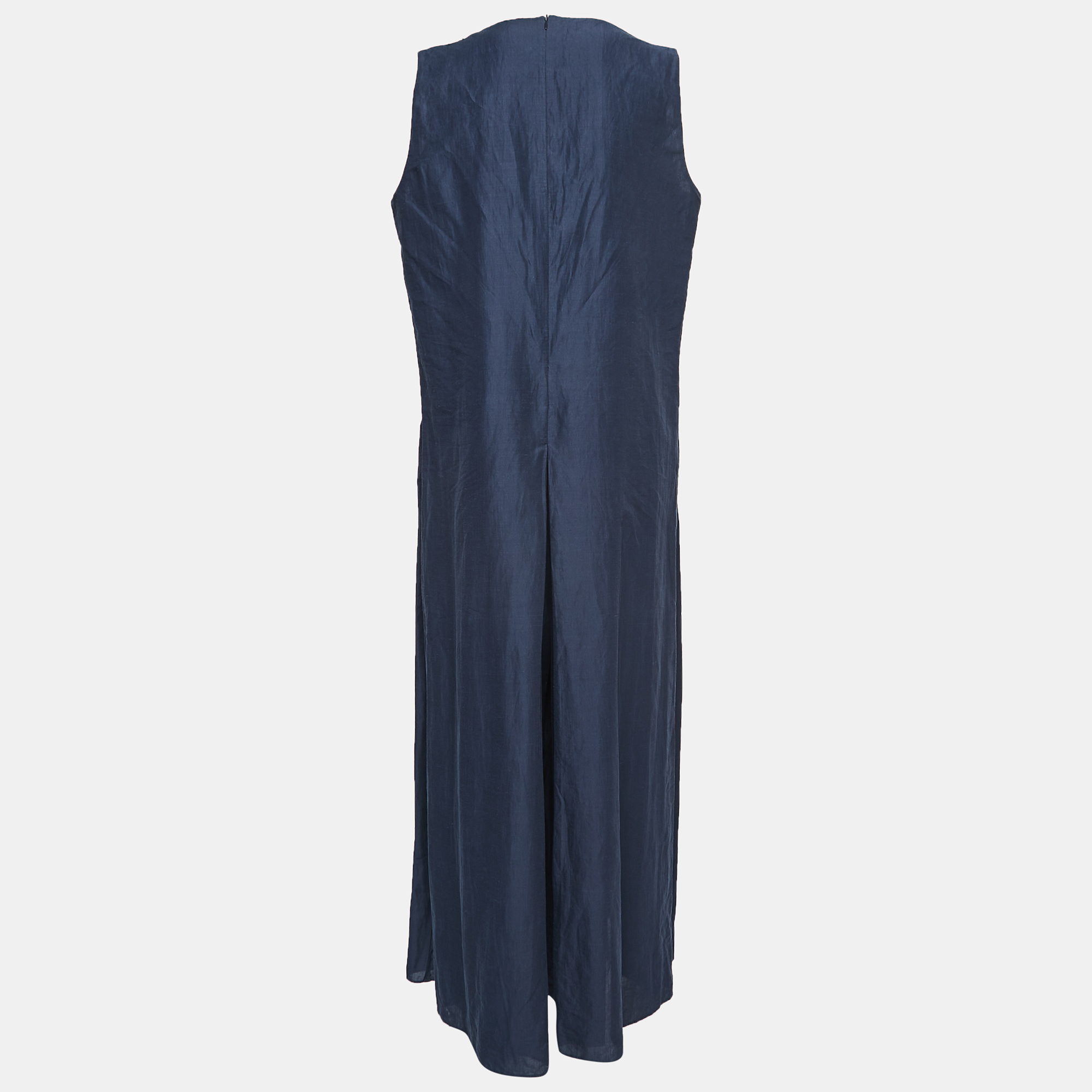 

S'Max Mara Dark Blue Cotton Blend Taso Pleated Jumpsuit