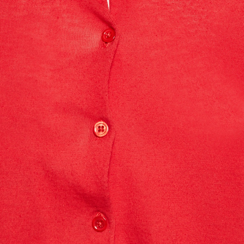 S`Max Mara Red Cotton Knit Cropped Cardigan S 