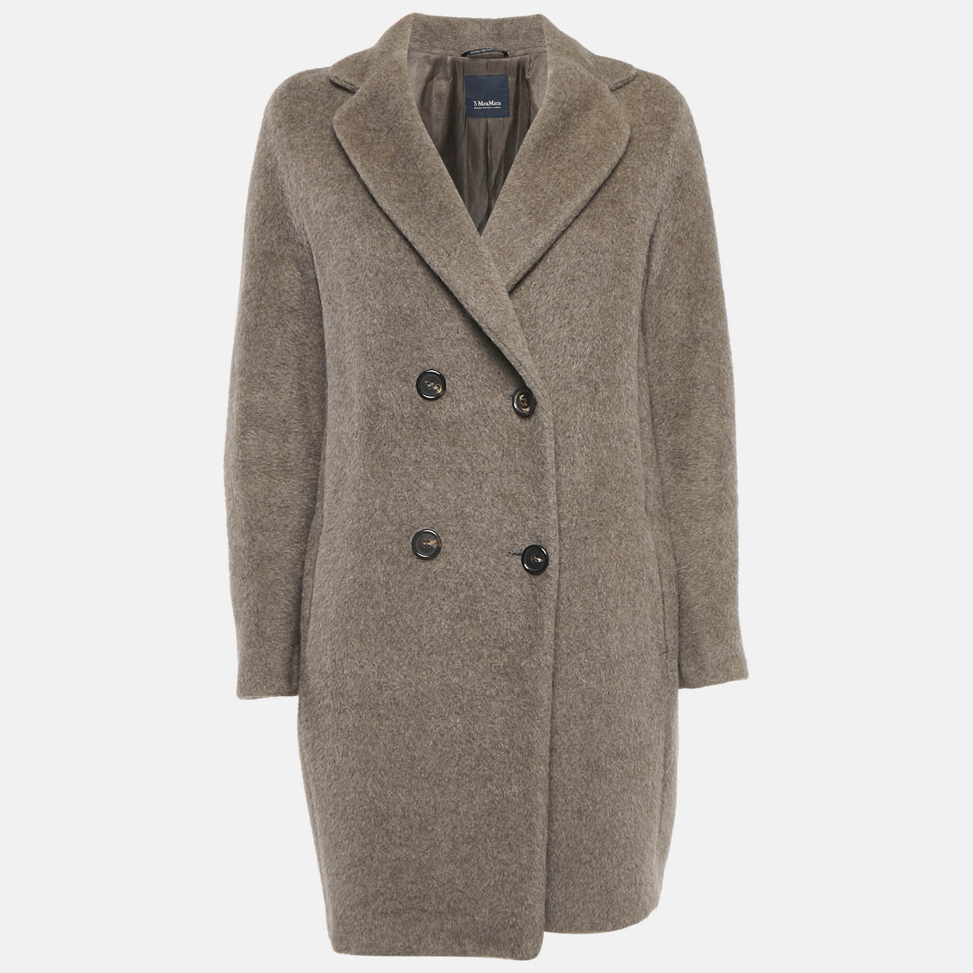 

S'Max Mara Grey Felt Double Breasted Coat M