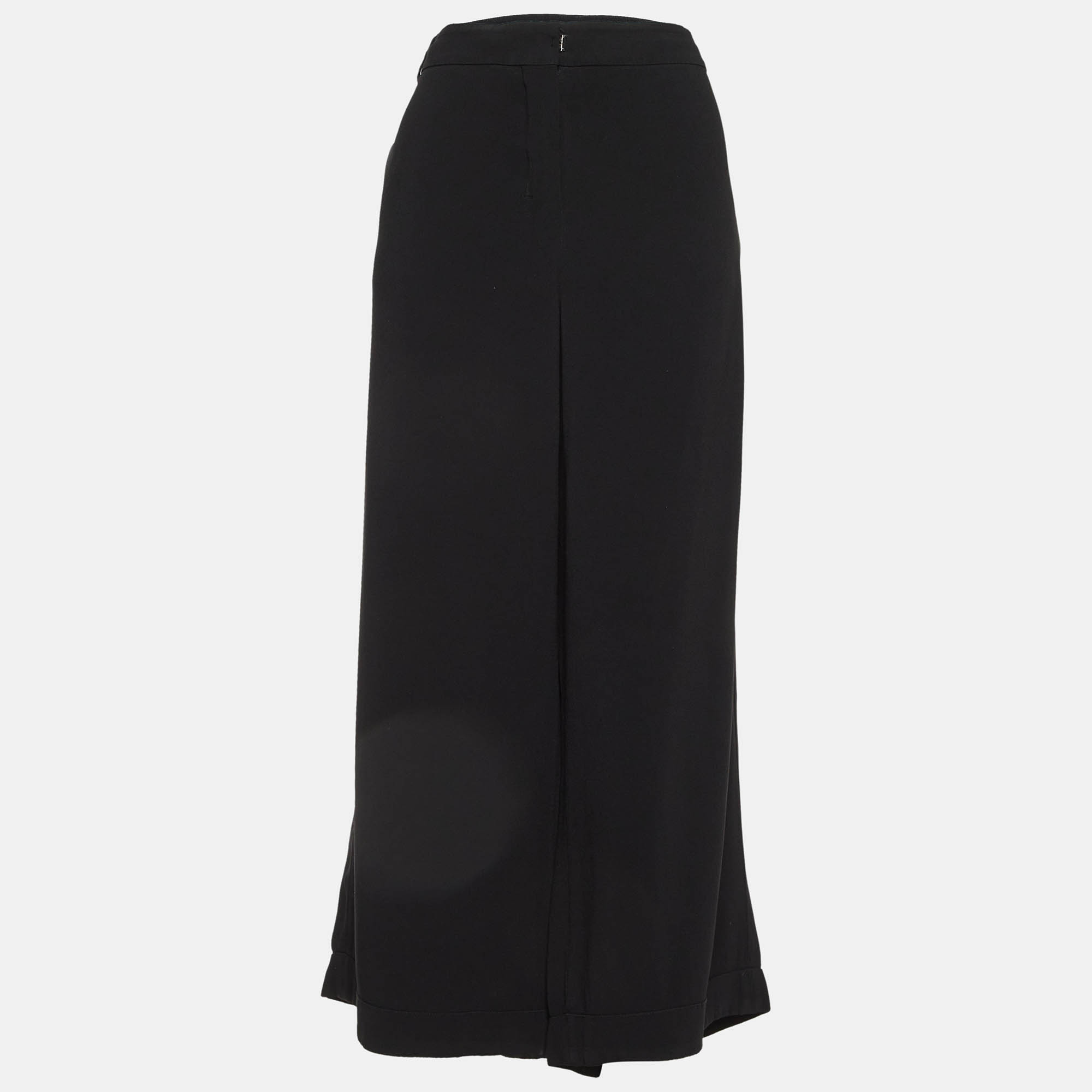 

S' Max Mara Black Crepe Wide Leg Trousers XL