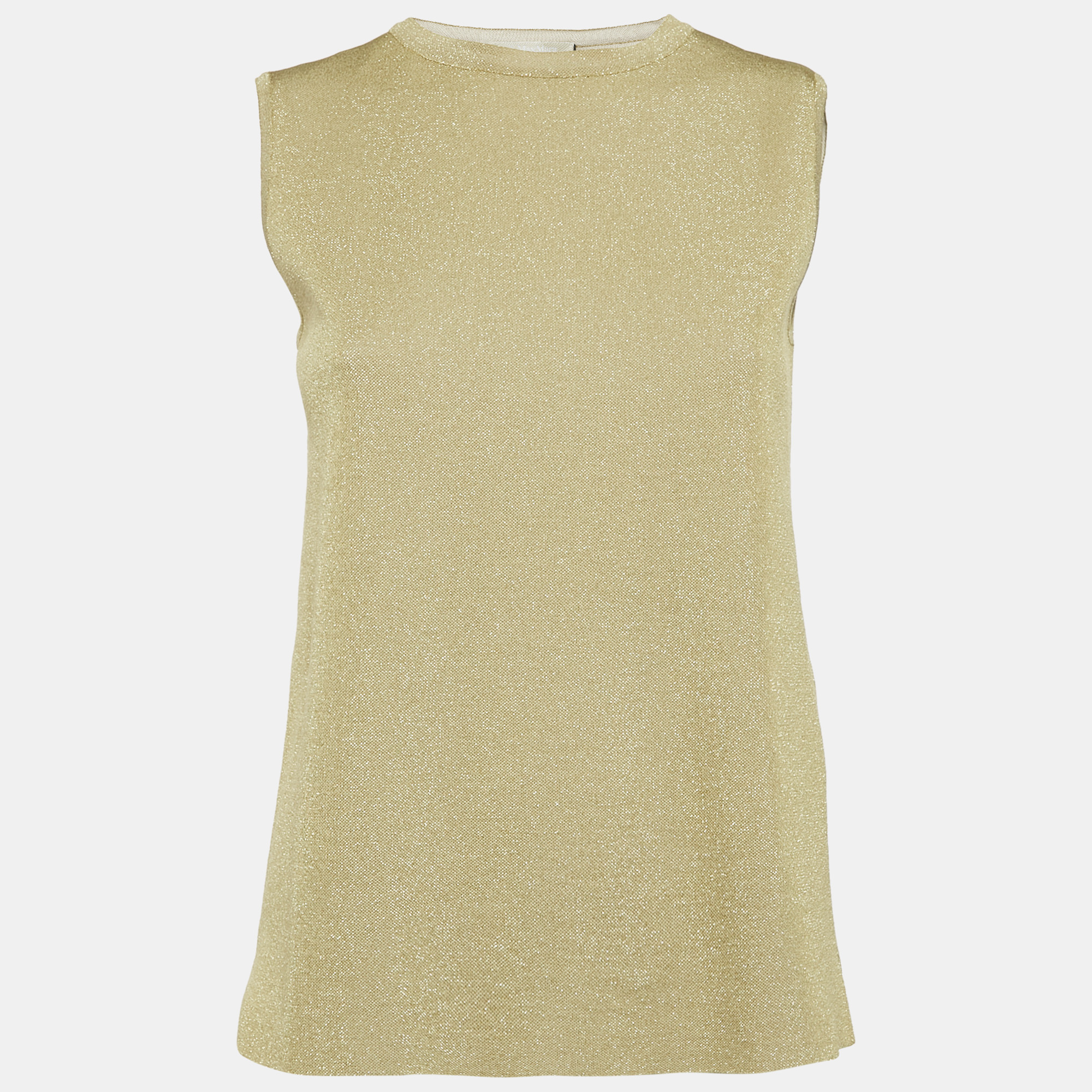 

S'Max Mara Metallic Lurex Jersey Sleeveless Top S, Gold