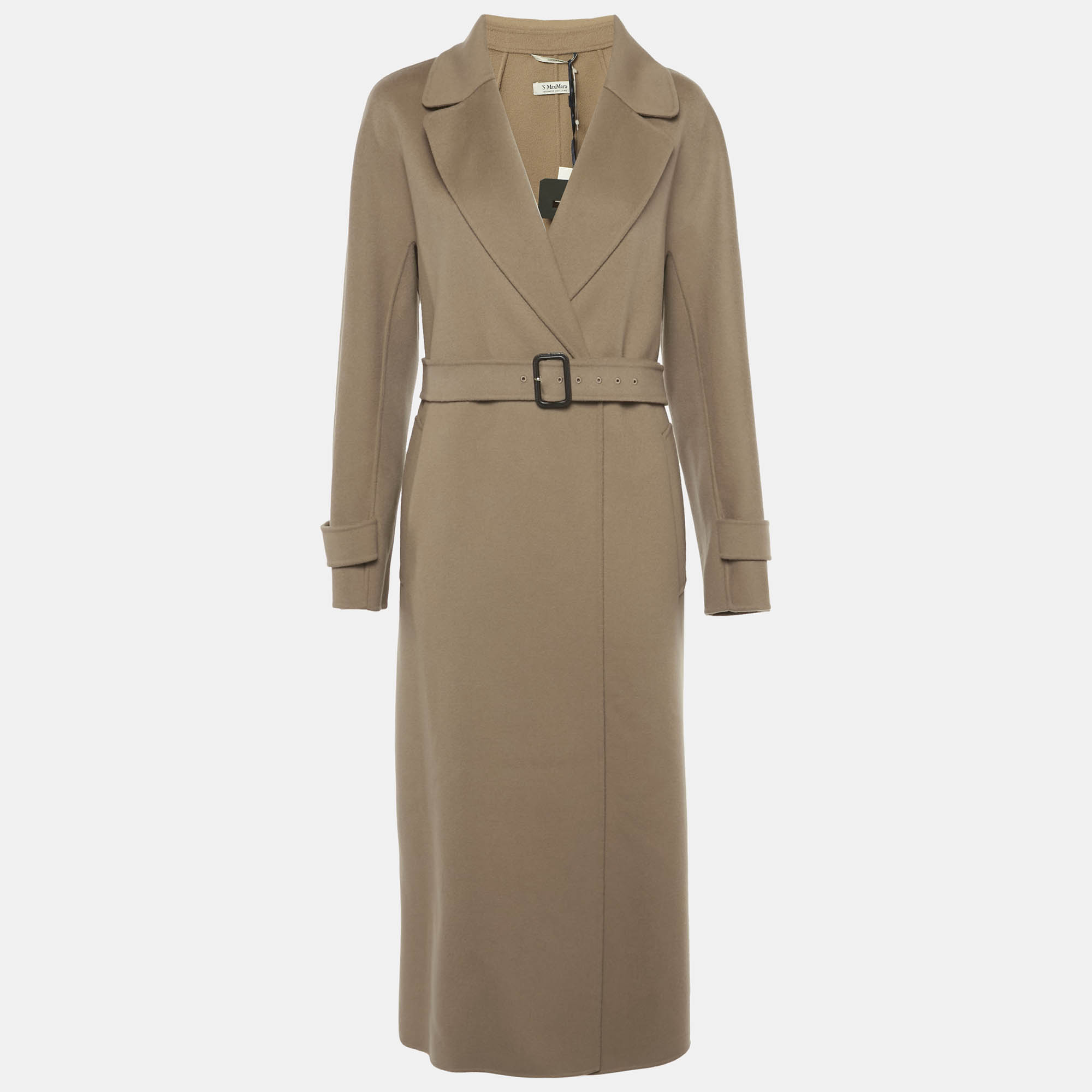 Pre-owned S'max Mara Camel Brown Wool Double Breasted Trench Coat L