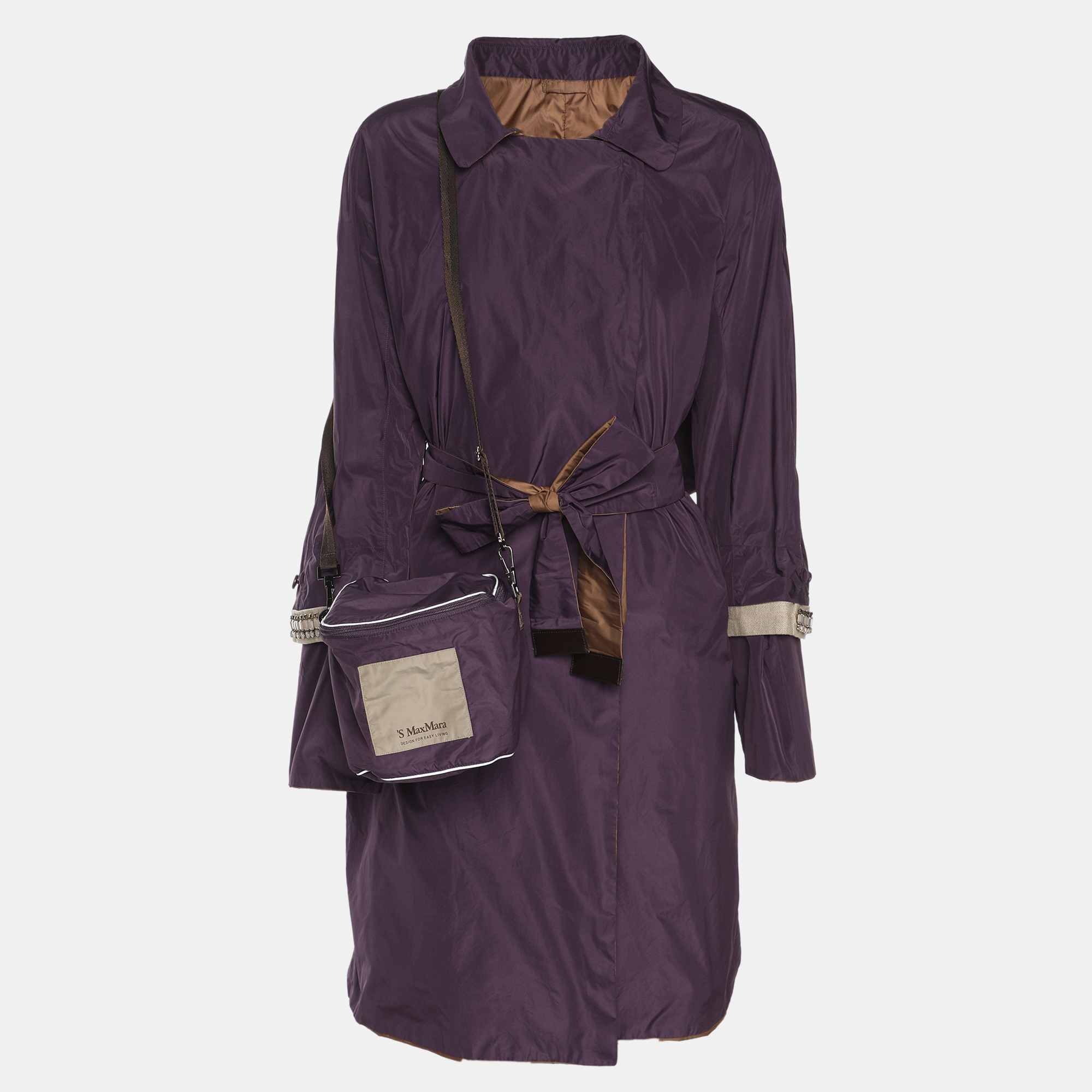 S'Max Mara Purple Nylon Belted Trench Coat M