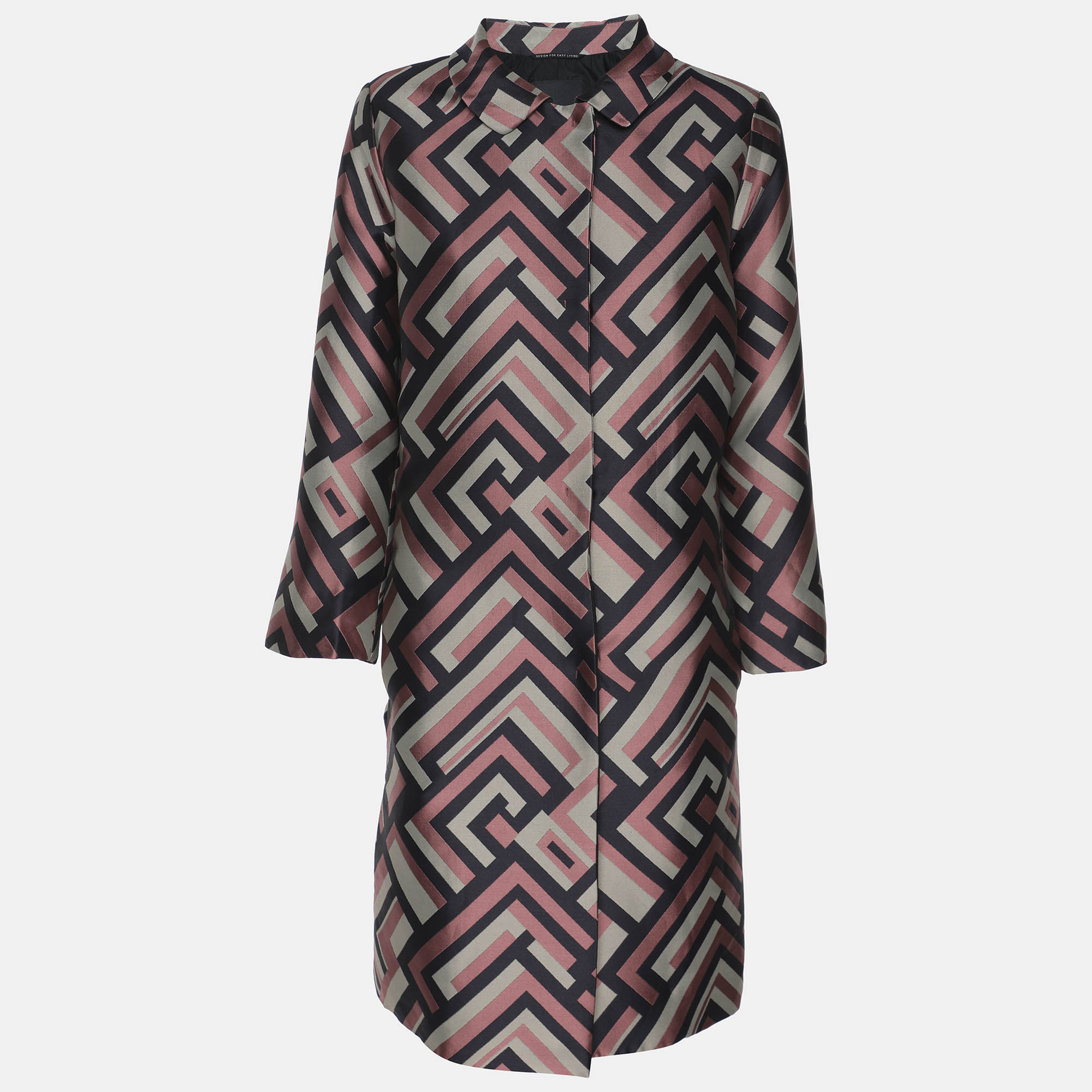 Pre-owned S'max Mara Multicolor Jacquard Mid Length Coat M