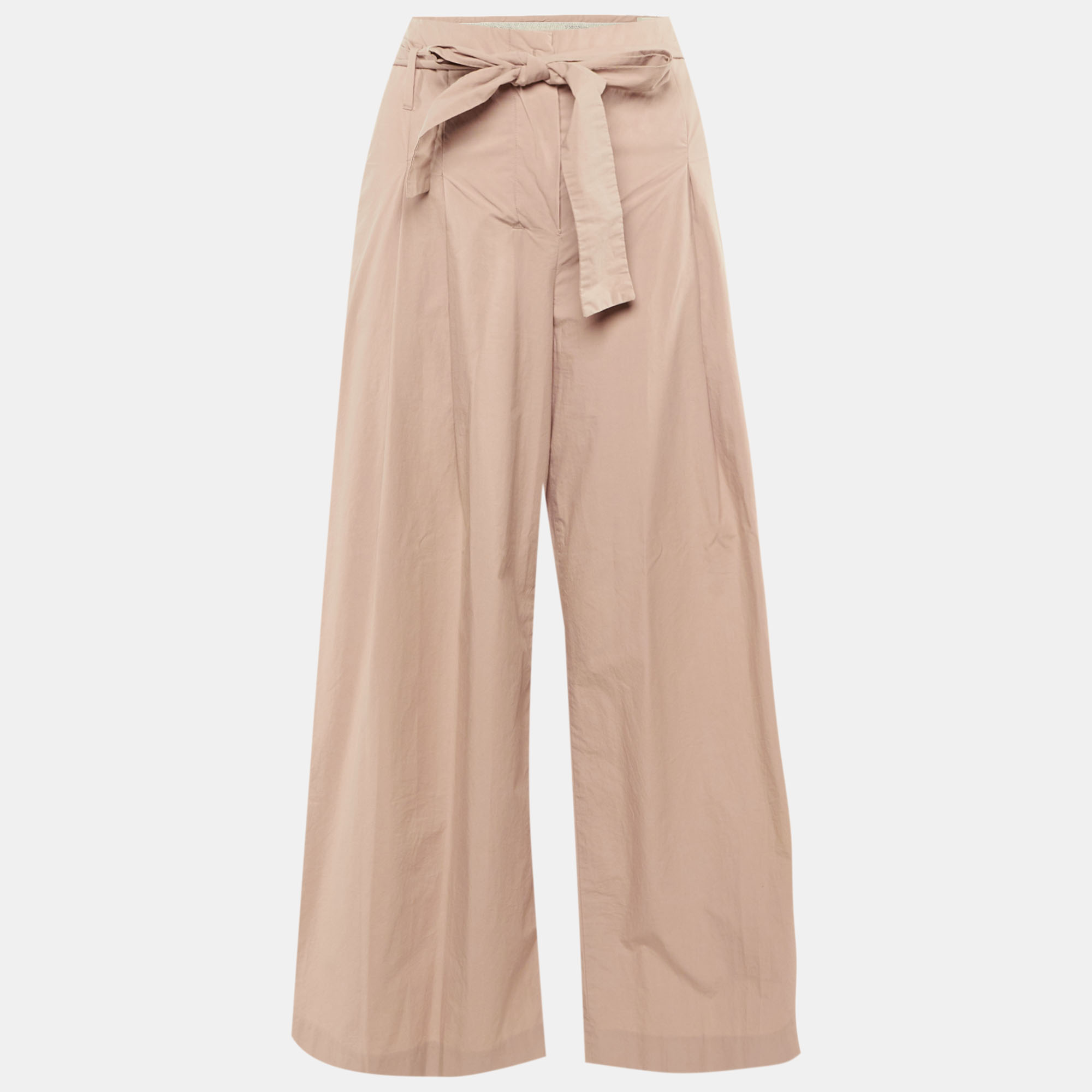 Pre-owned S'max Mara Beige Cotton Pleated Trouser S In Sand