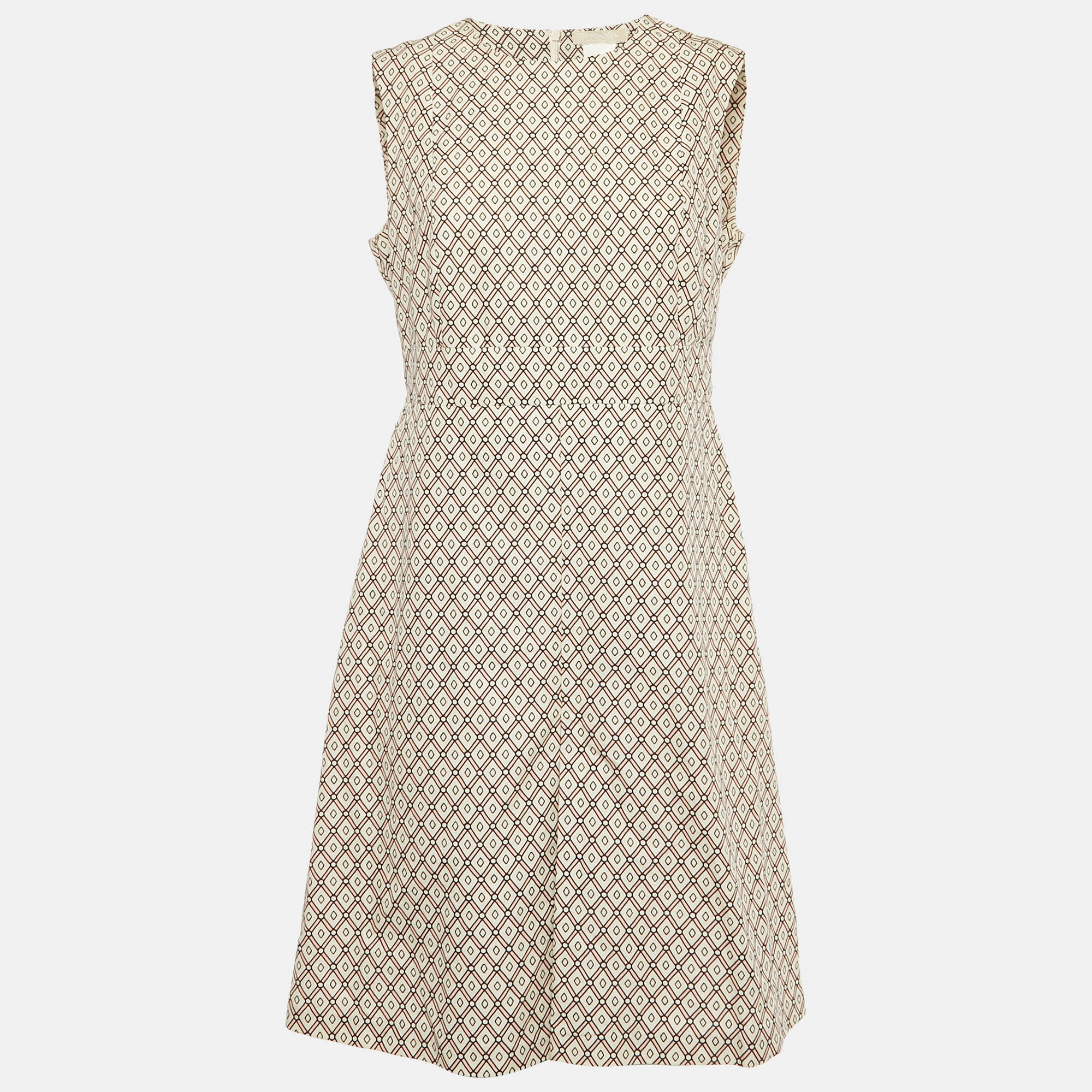 

S'Max Mara Cream Printed Cotton Sleeveless Shift Dress L