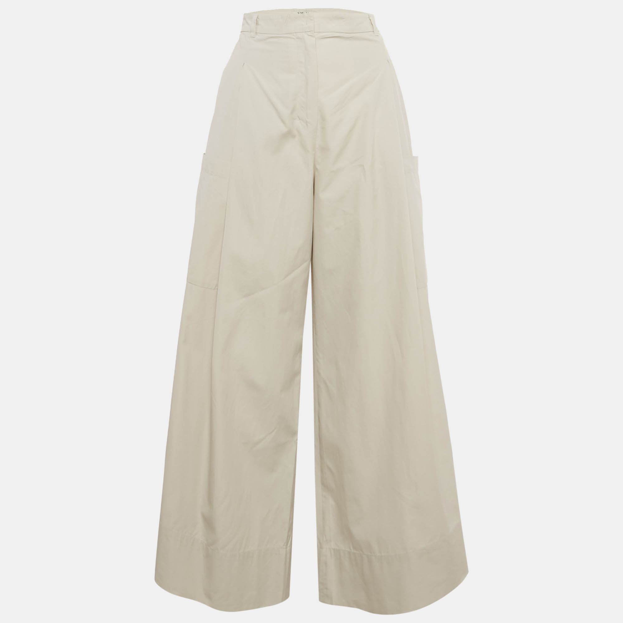 

S'Max Mara Grey Cotton Wide-Leg Trousers M