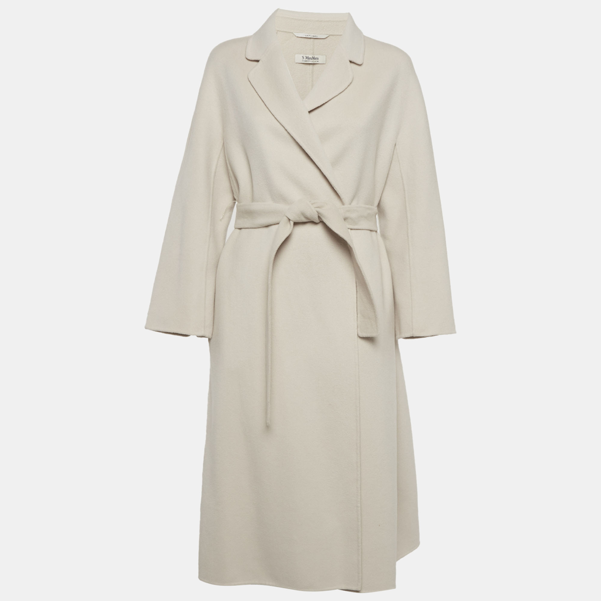 

S'Max Mara Light Grey Wool Belted Overcoat L