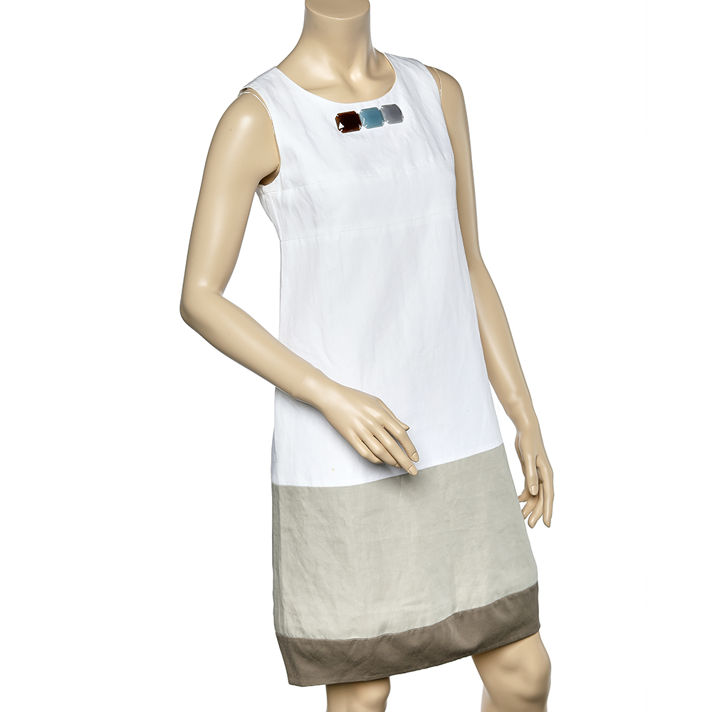 

Max Mara White Linen & Cotton Sleeveless Shift Dress