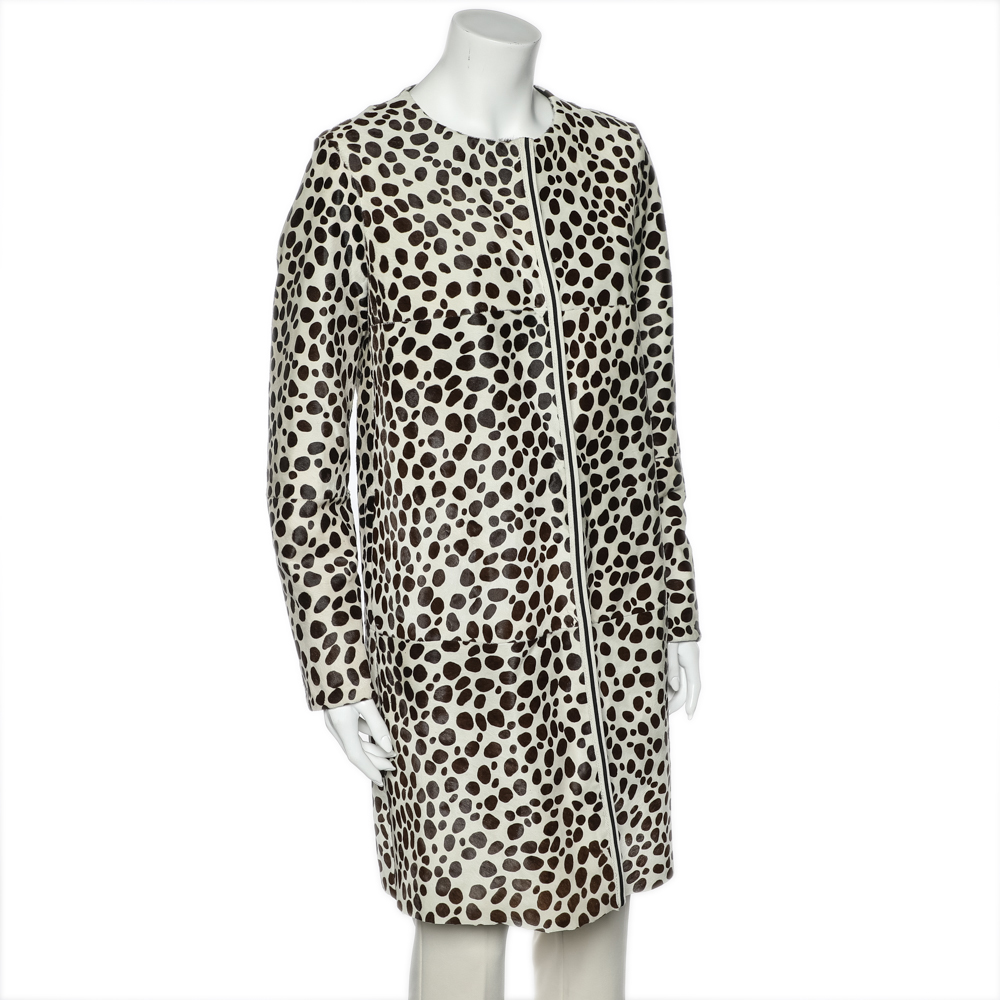 

S'Max Mara Brown Animal Printed Fur Button Front Coat