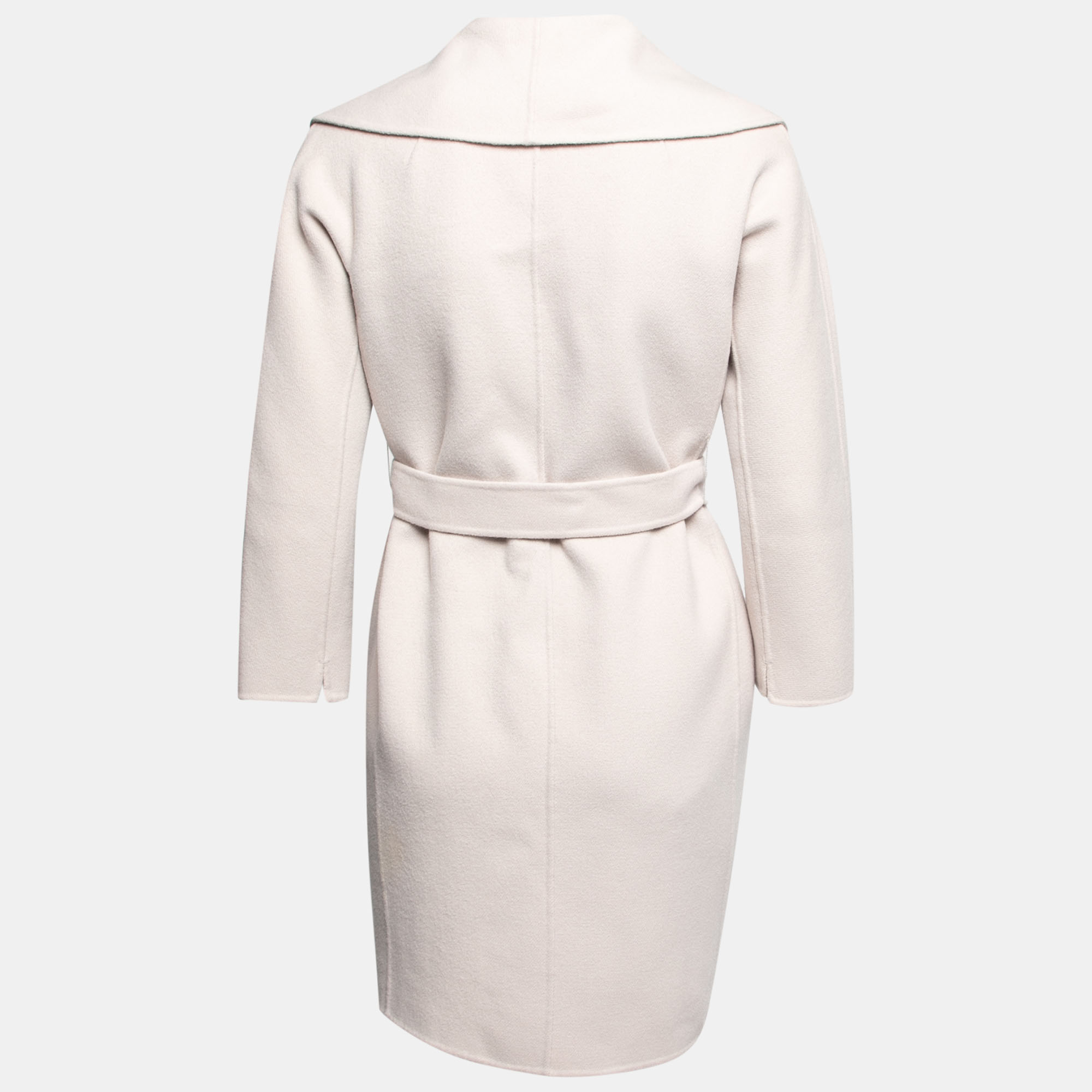 

S'Max Mara Ecru Wool Open Front Belted Coat, White
