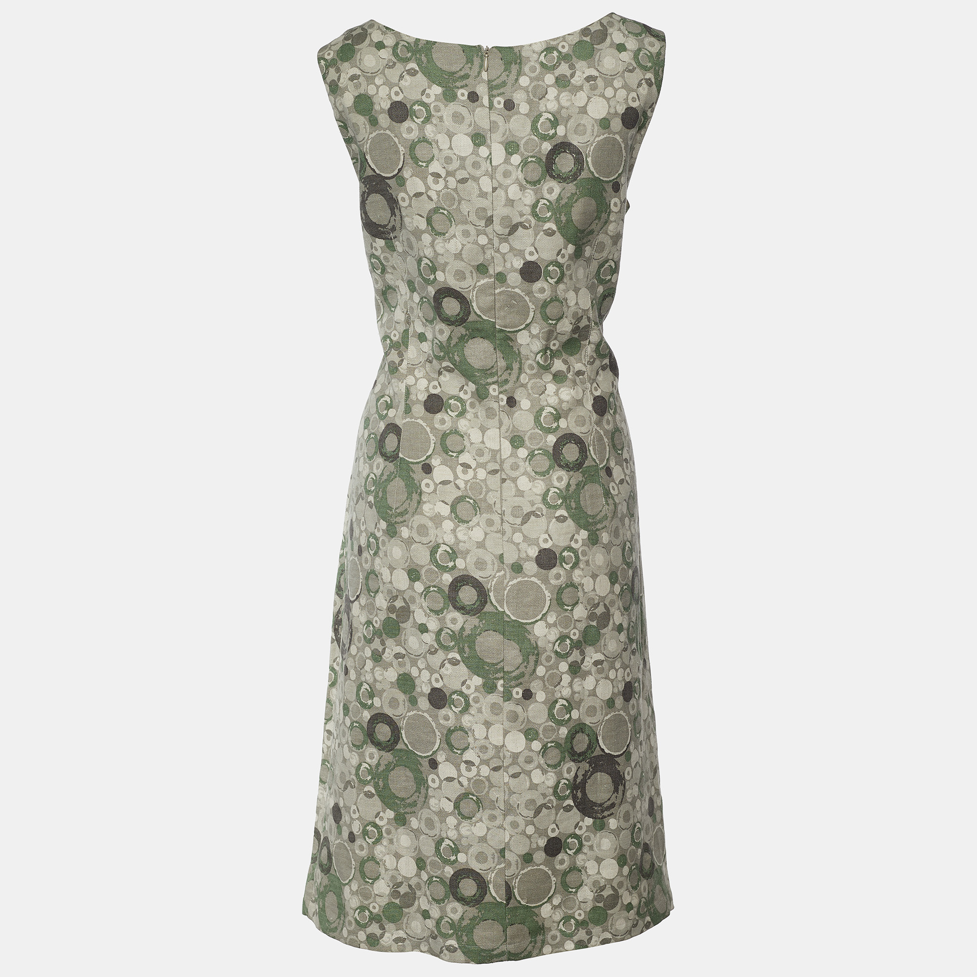 

S'Max Mara Grey Printed Linen Sleeveless Dress