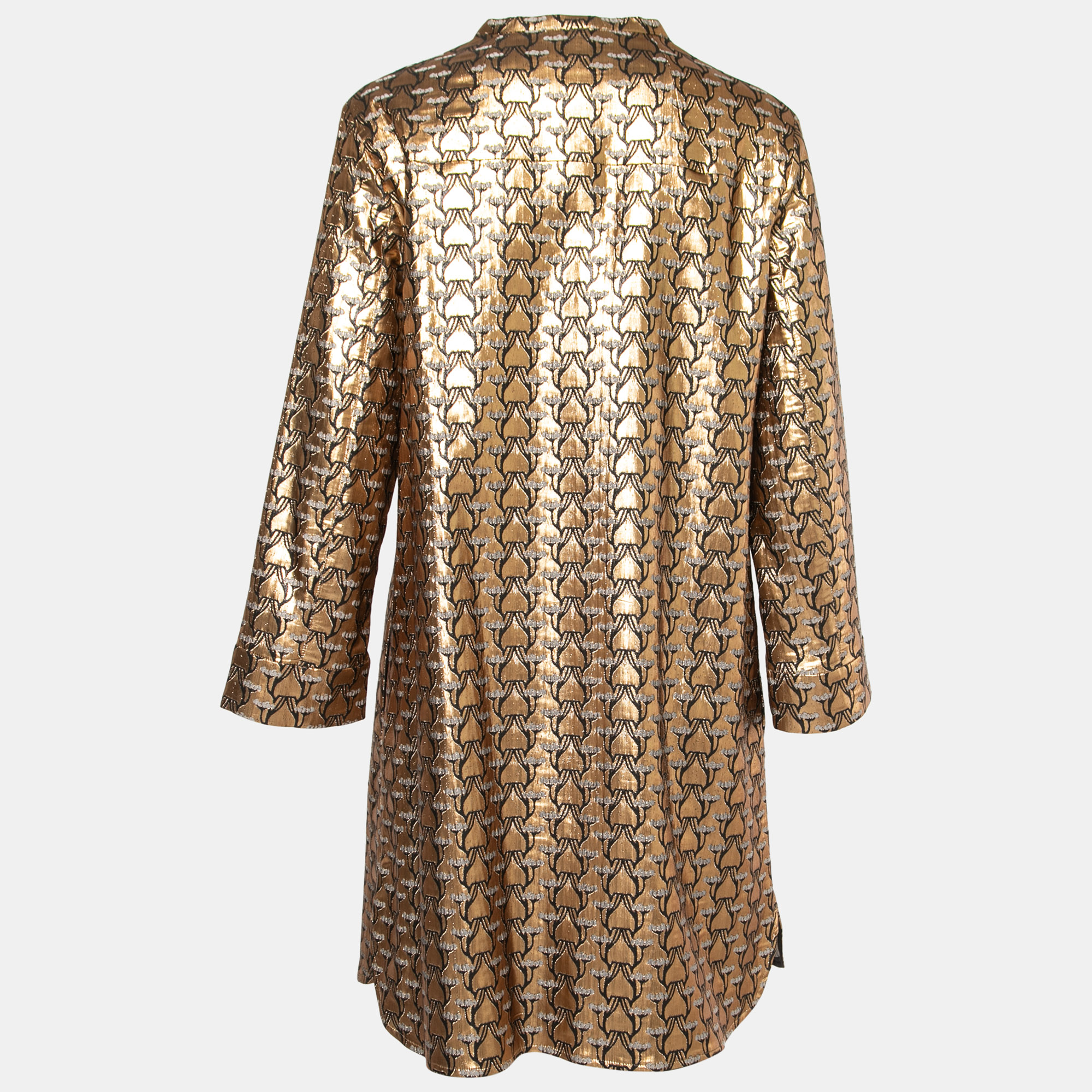 

S'Max Mara Gold Brocade Button Front Coat