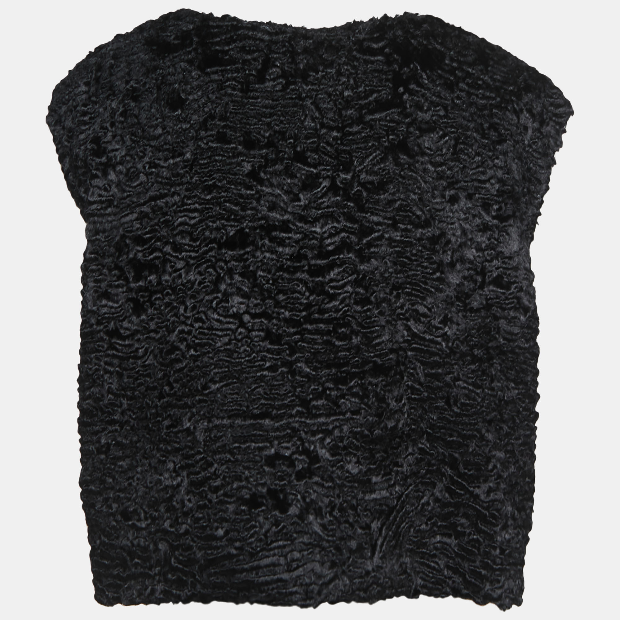 

S'Max Mara Black Faux Fur Sleeveless Button Front Jacket