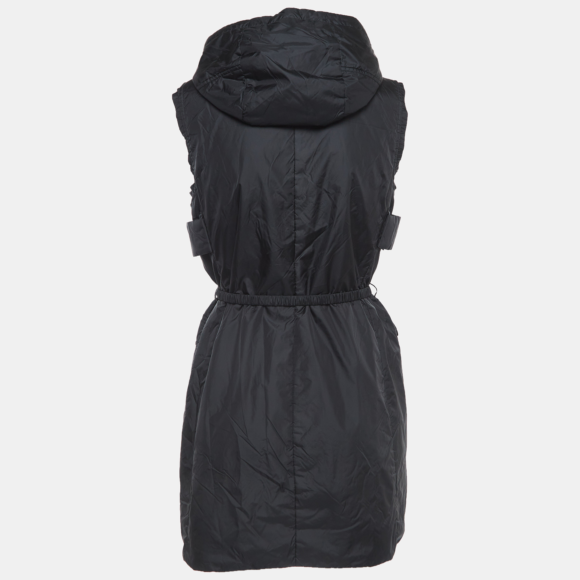 

Max Mara Black Nylon Zip Front Hooded Timeless Vest