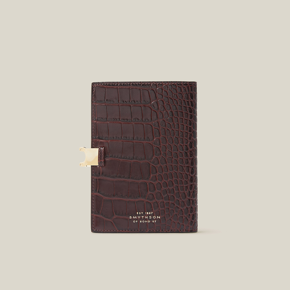 

Smythson Red Mara Croc-Effect Leather Passport Cover