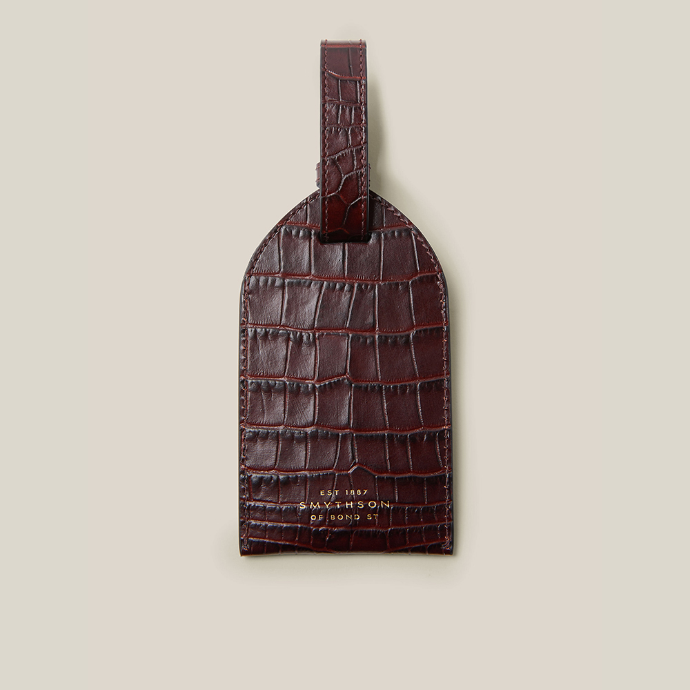 

Smythson Red Mara Croc-Leather Luggage Tag