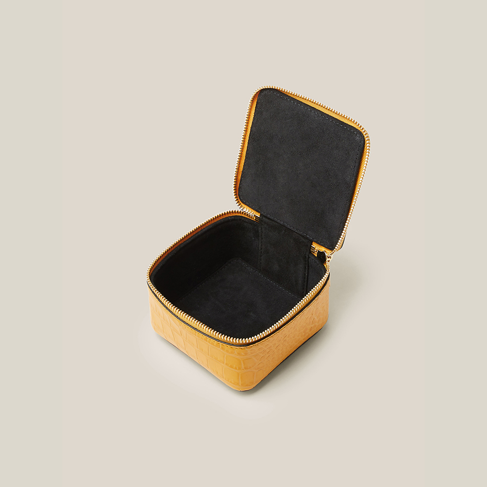 

Smythson Yellow Mara Croc-Leather Trinket Case