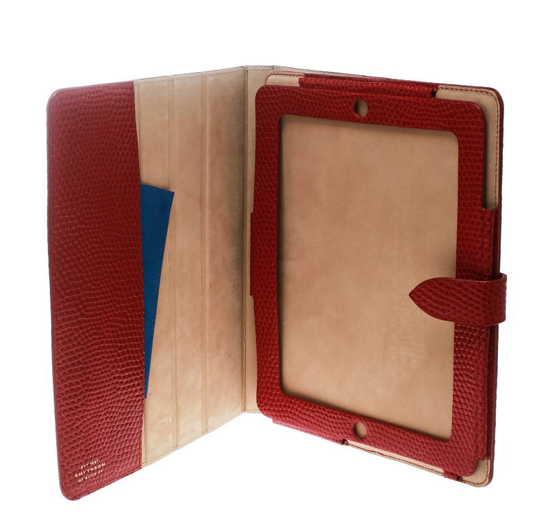 

Smythson Red Lizard Embossed Leather iPad Cover