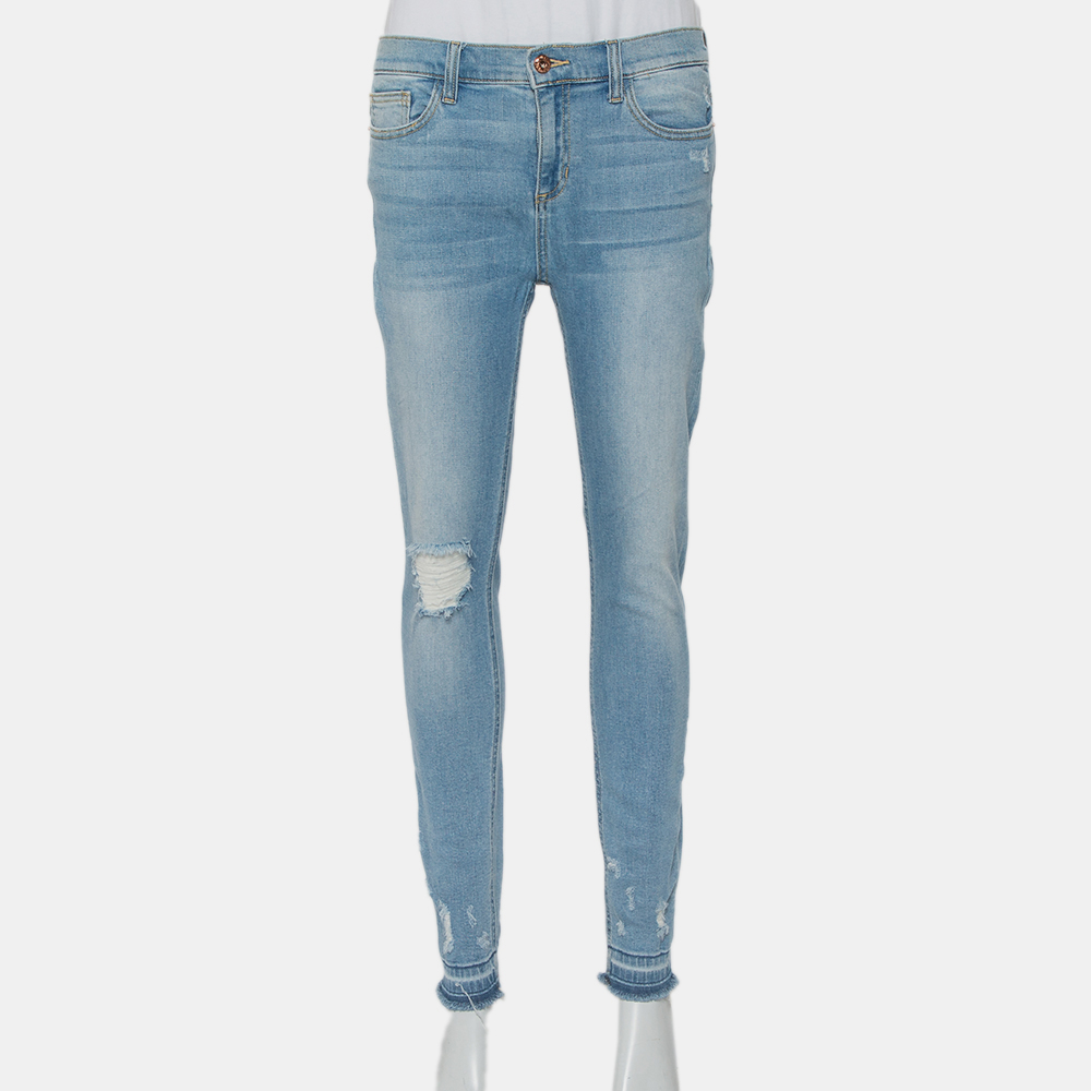 Pre-owned Sneak Peek Blue Denim Distressed Skinny Jeans M