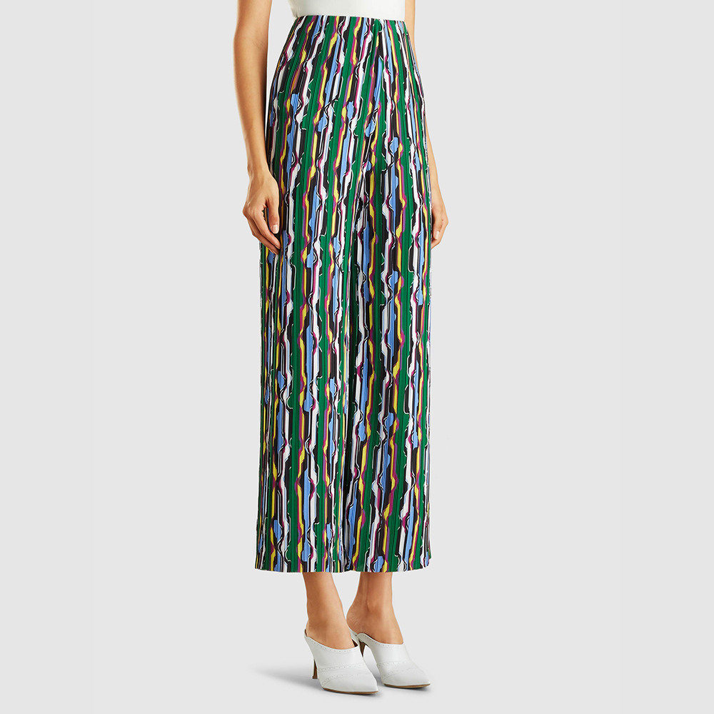 

Solace London Multicoloured Zoya Pleated Georgette Wide-Leg Trousers UK 4, Multicolor