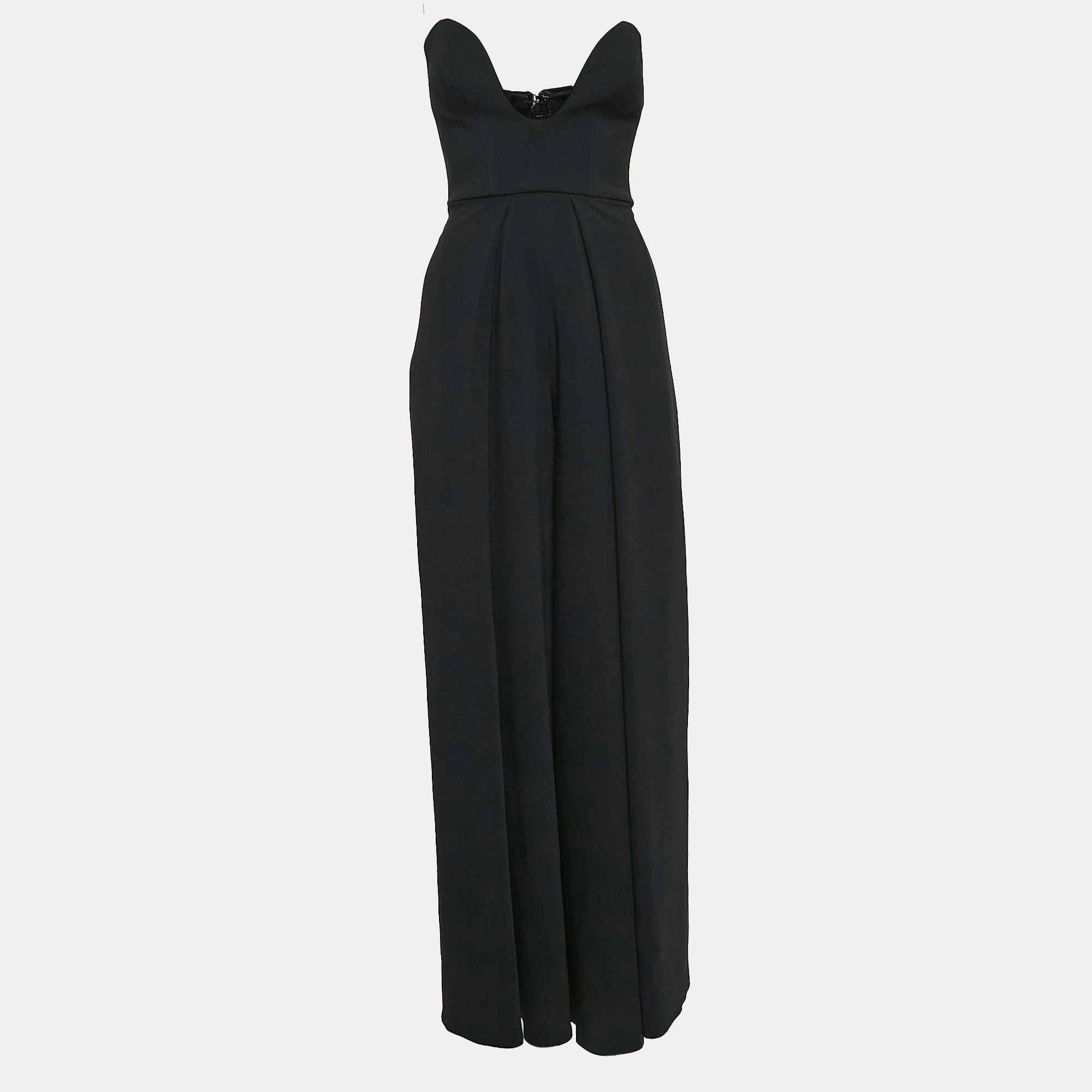 

Solace London Black Crepe The Anelli Strapless Jumpsuit M