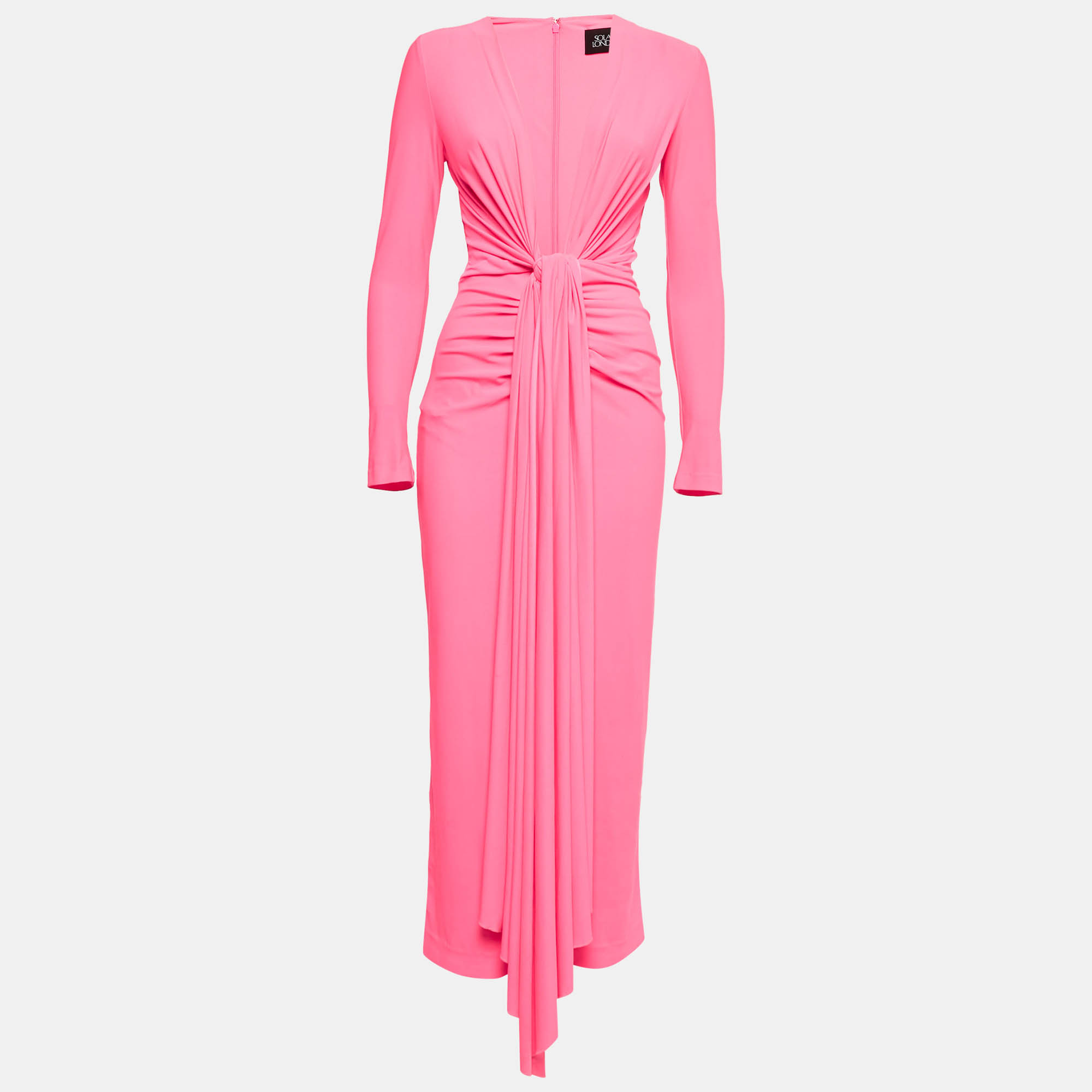 

Solace London Pink Jersey Draped Lorena Midi Dress S