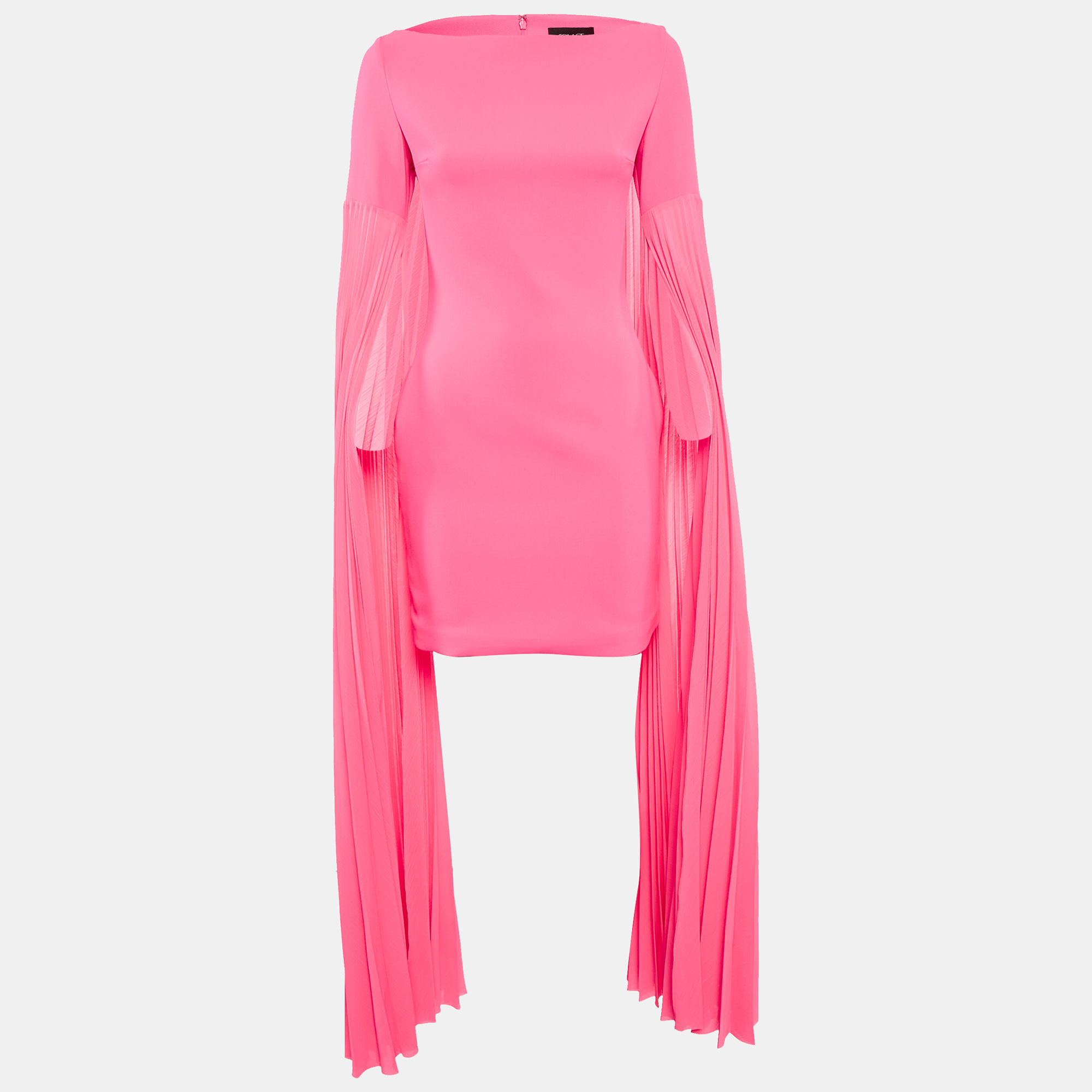 

Solace London Pink Crepe Peyton Pleated Sleeve Mini Dress S